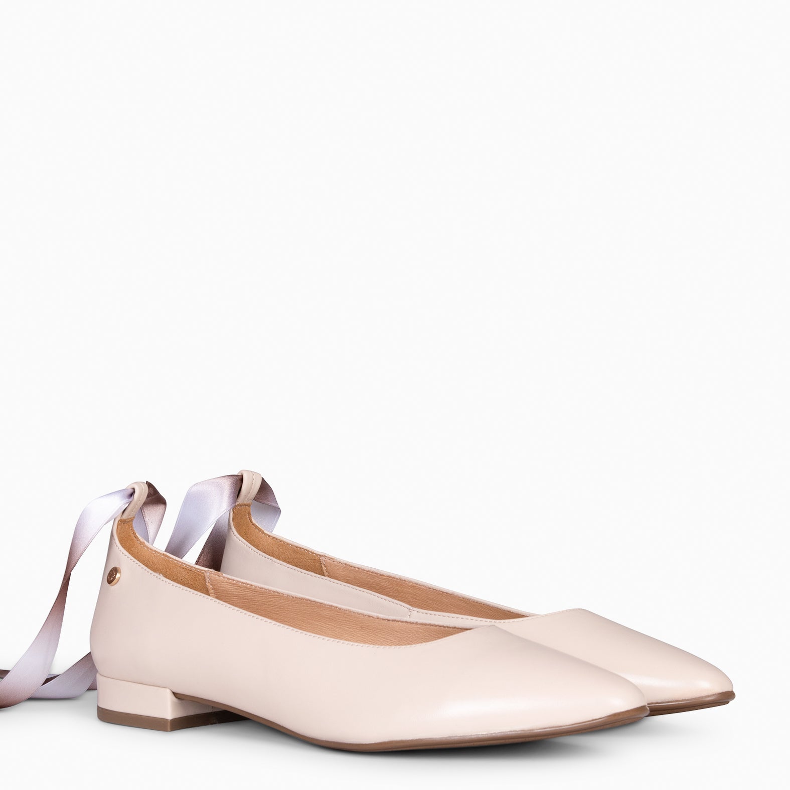 AURORA – Ballerines en cuir à ruban NUDE