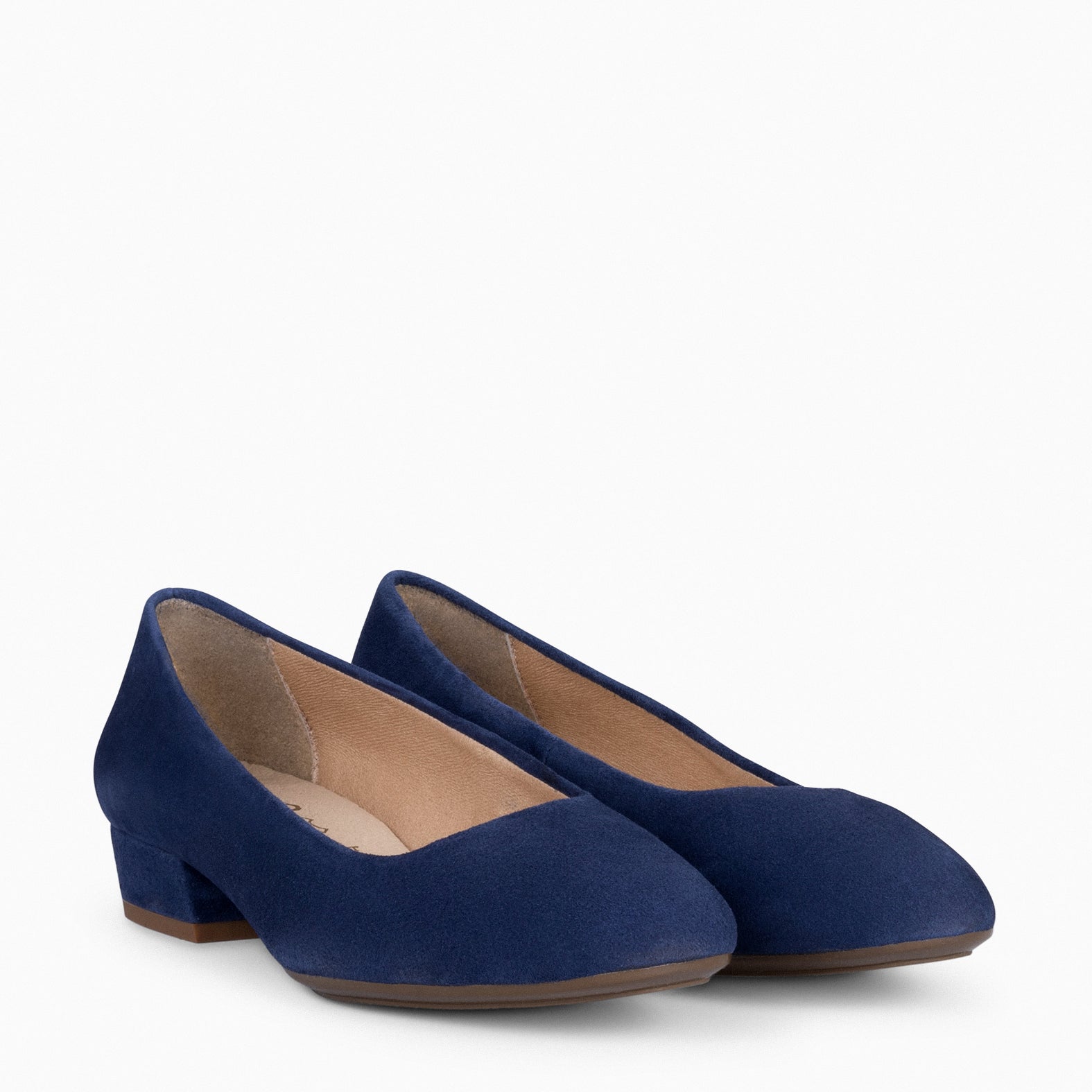 URBAN XS –  NAVY low-heeled suede shoes