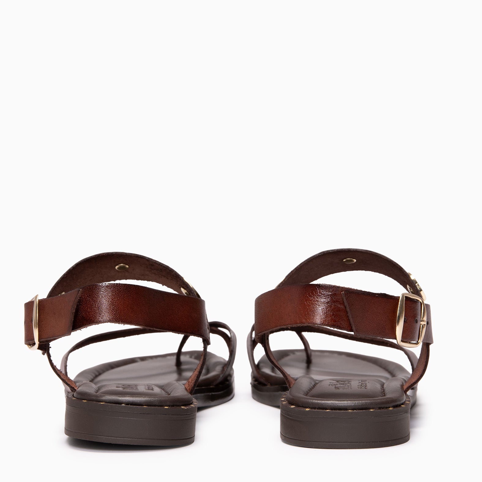 SERA - BROWN Flat leather sandals