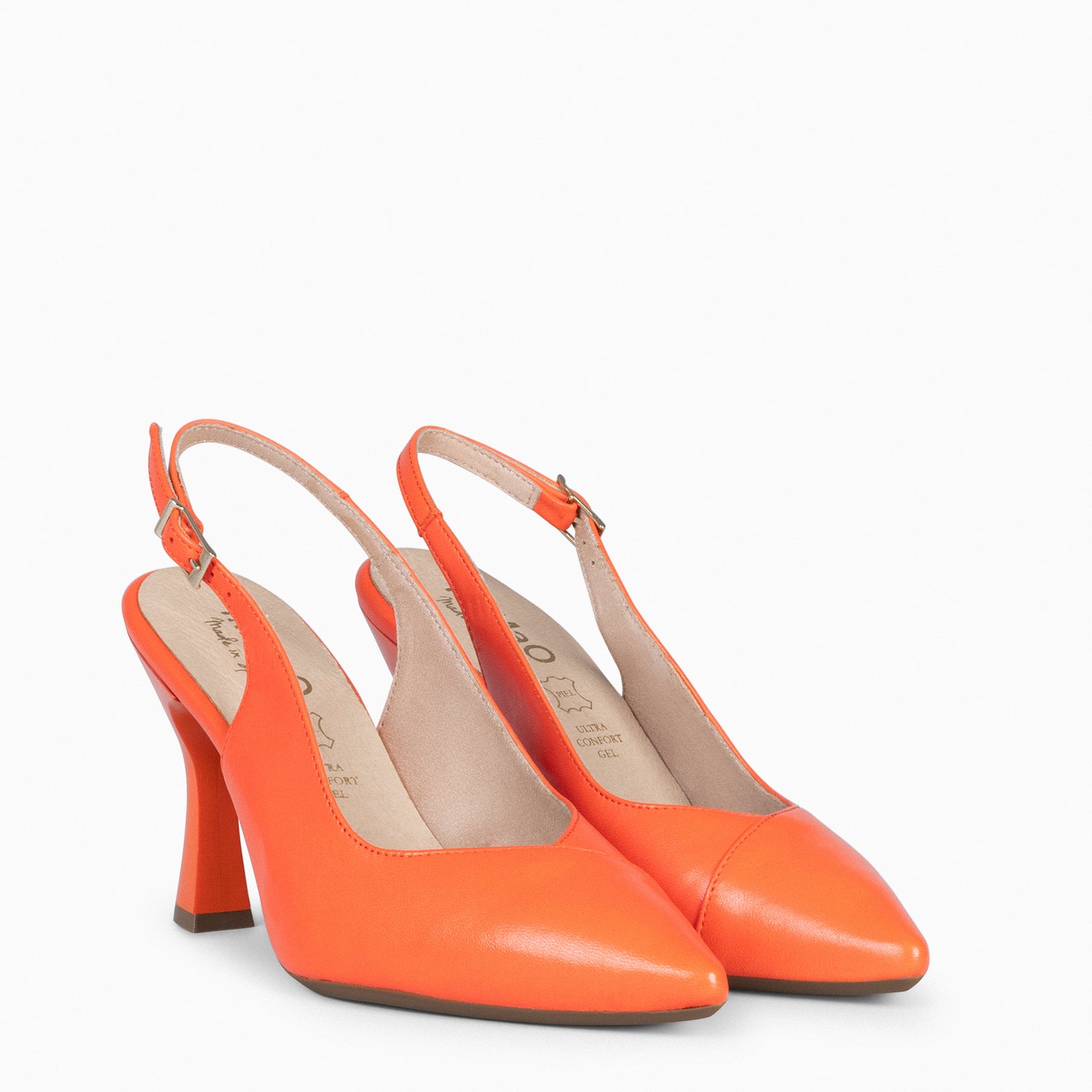 GLAM SLINGBACKS – Escarpins à talon slingbacks en cuir ORANGE