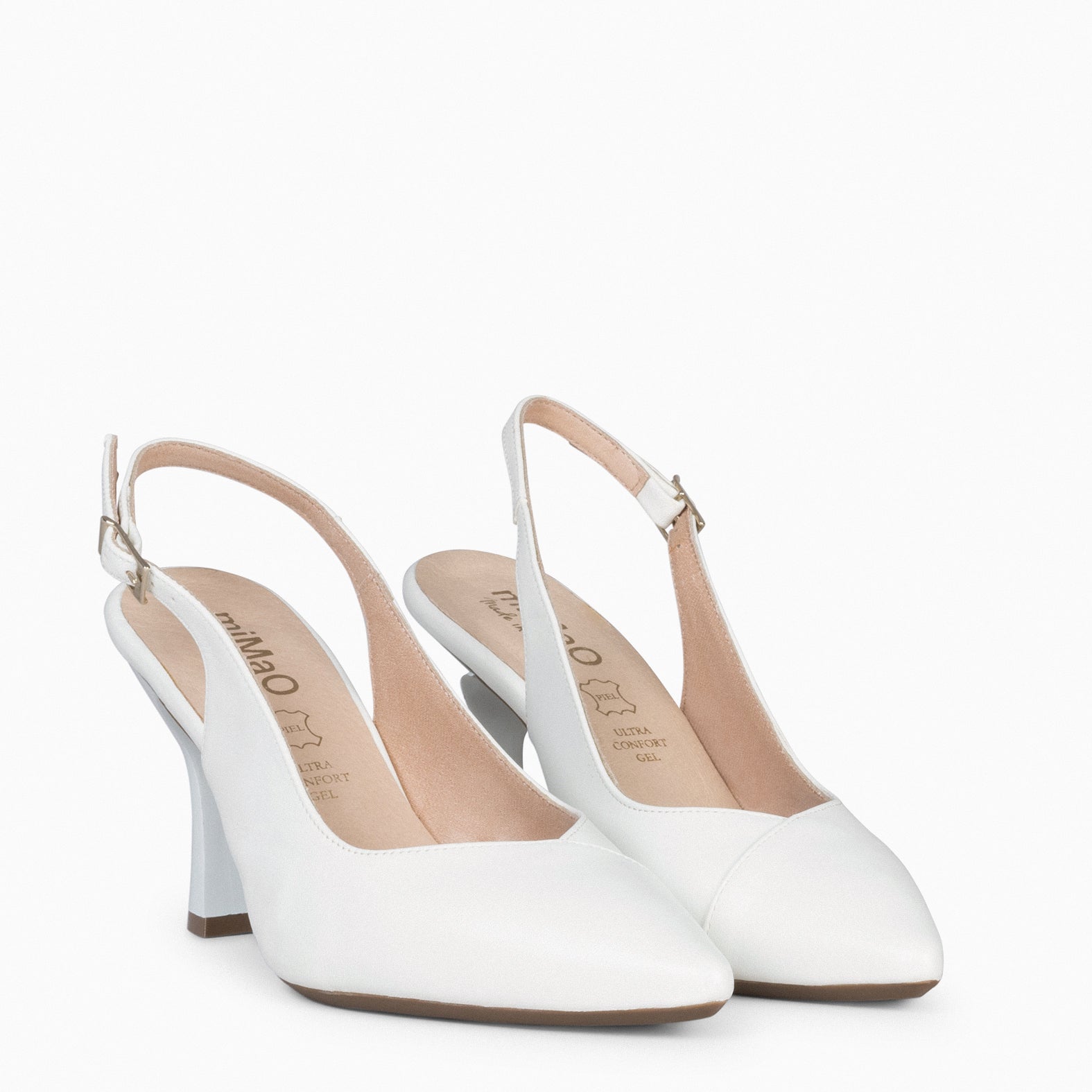 GLAM MULE – Sapatos de salto mule em napa OFF WHITE