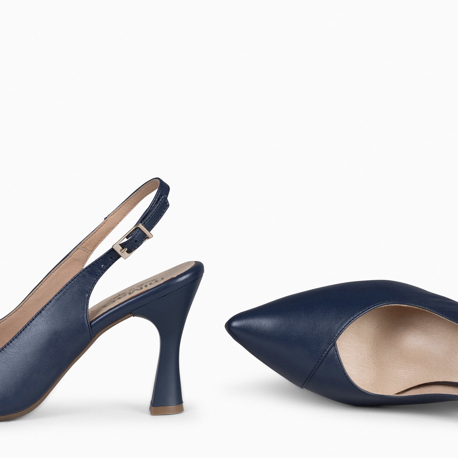 GLAM SLINGBACKS – Escarpins à talon slingbacks en cuir BLEU MARINE