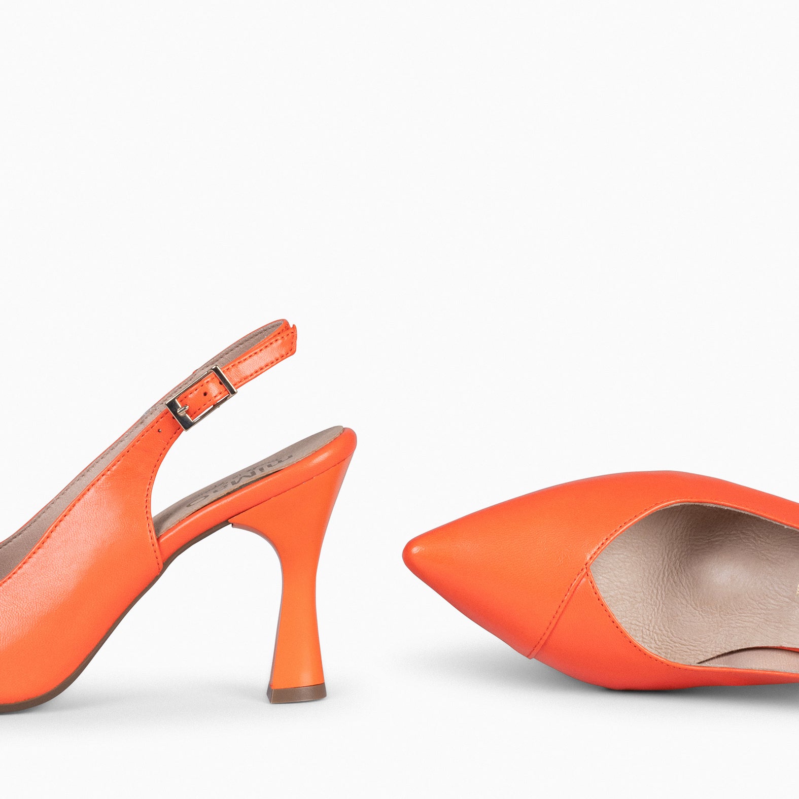 GLAM SLINGBACKS – Escarpins à talon slingbacks en cuir ORANGE