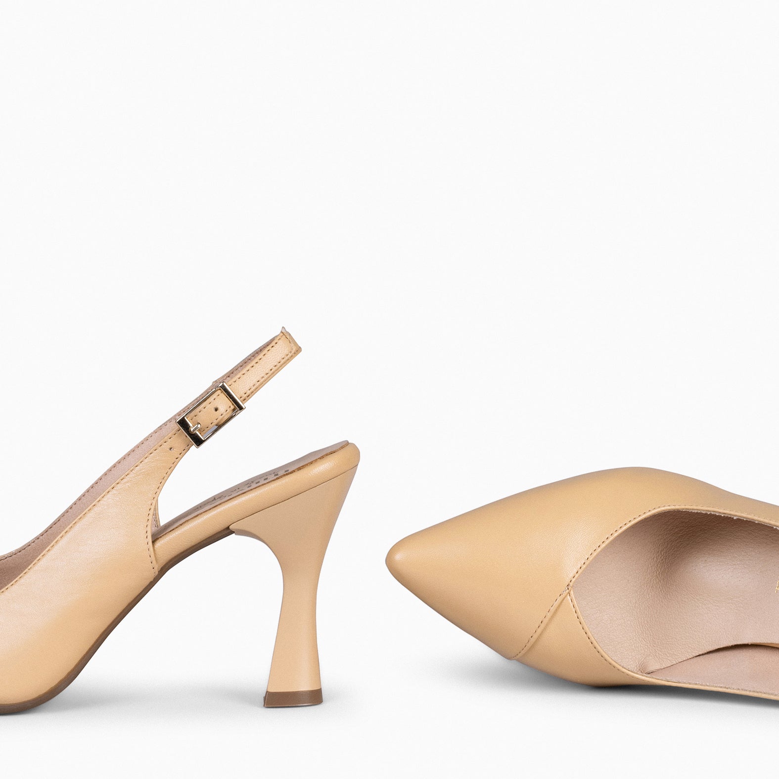 GLAM SLINGBACKS – Escarpins à talon slingbacks en cuir BEIGE