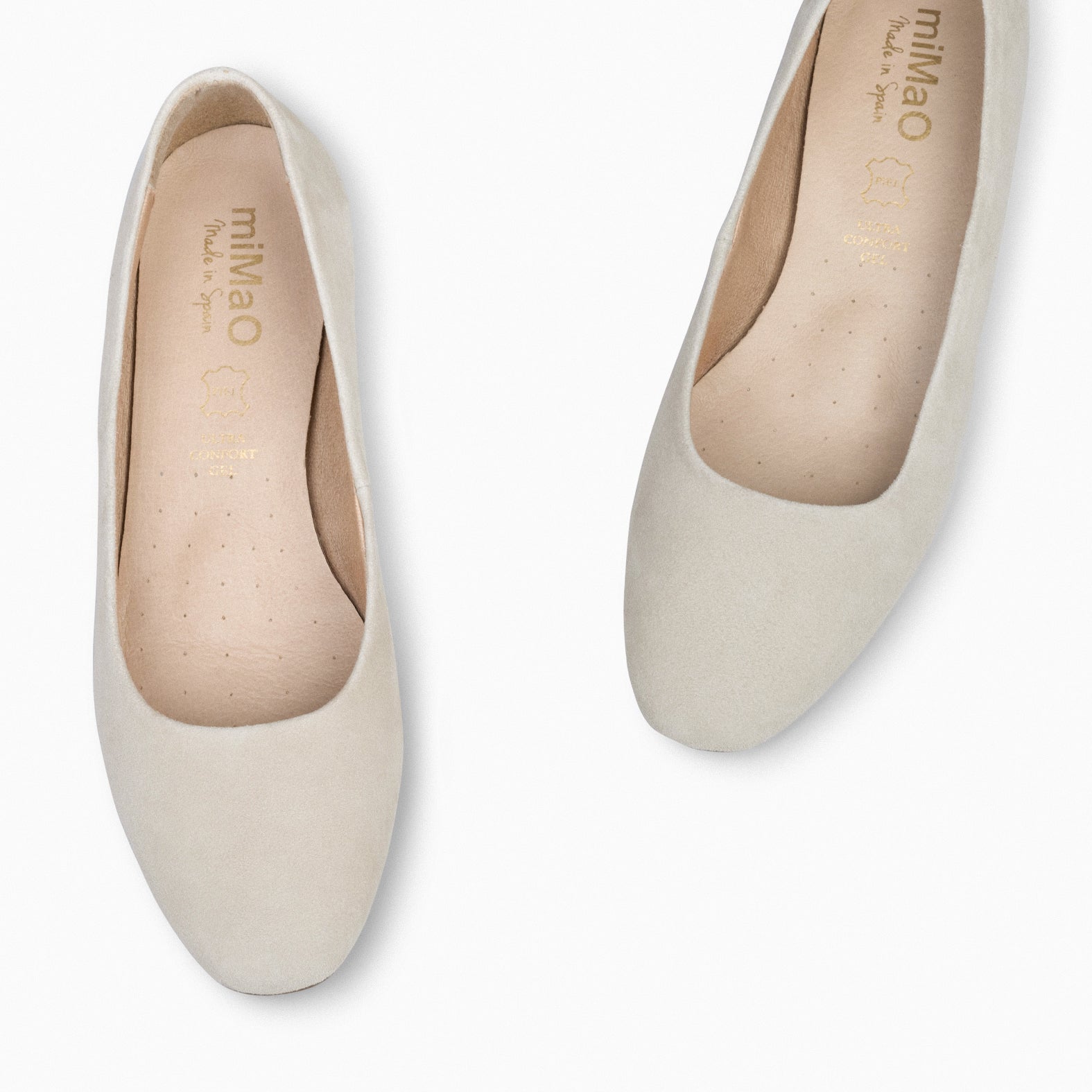 URBAN XS –  BEIGE low-heeled suede shoes
