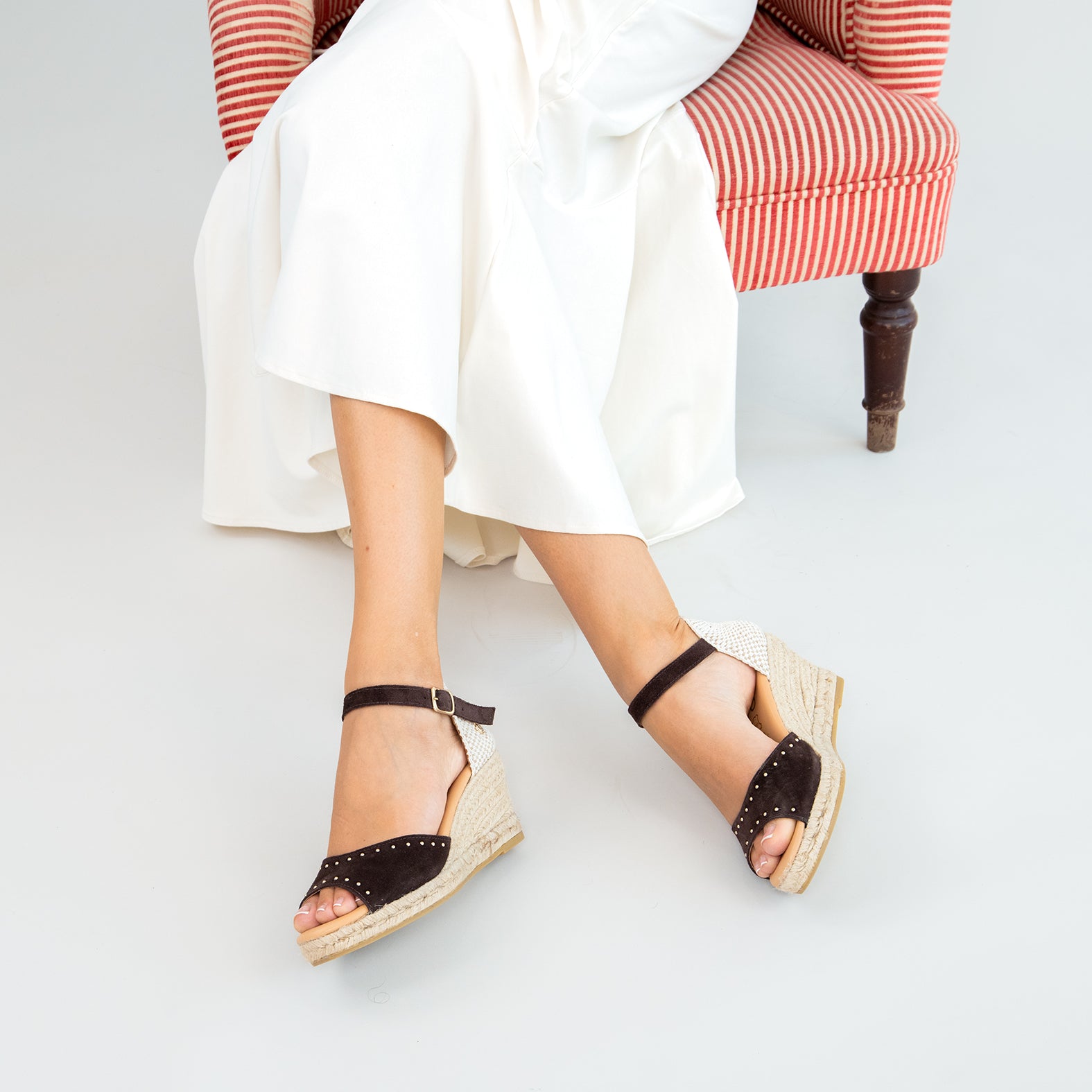 SAONA - BROWN Peep-toe espadrilles