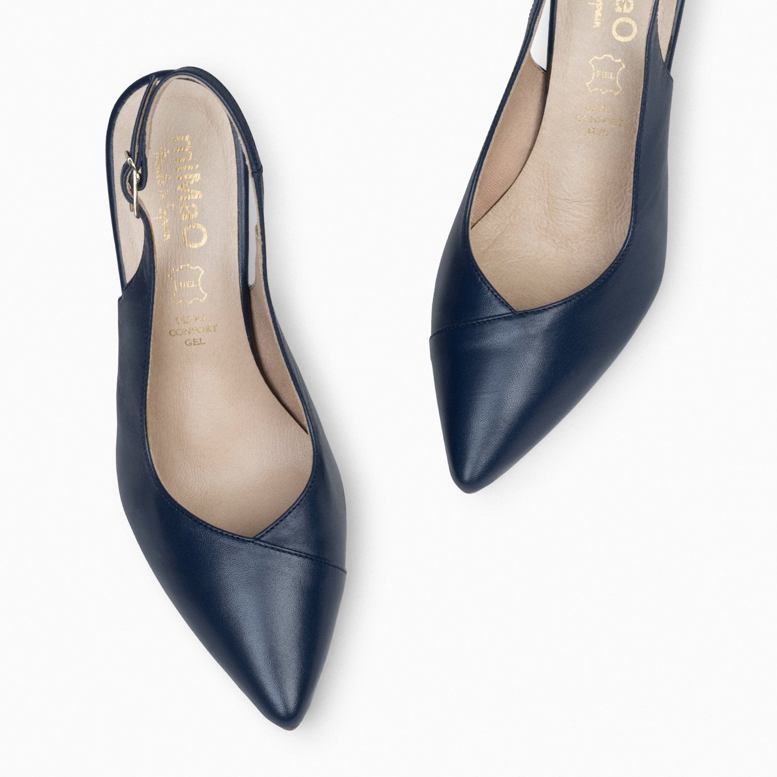 GLAM SLINGBACKS – Escarpins à talon slingbacks en cuir BLEU MARINE