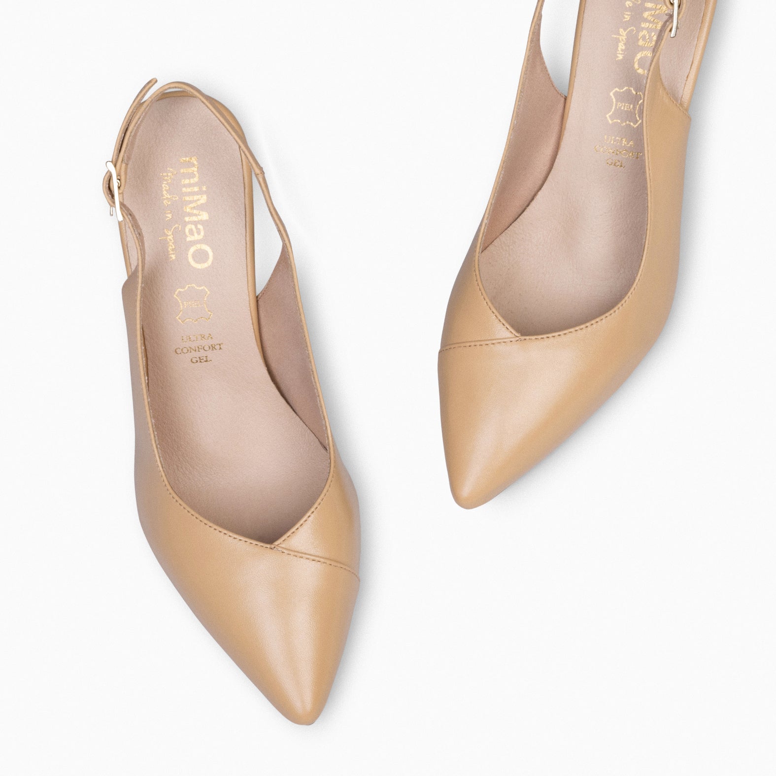 GLAM SLINGBACKS – Escarpins à talon slingbacks en cuir BEIGE