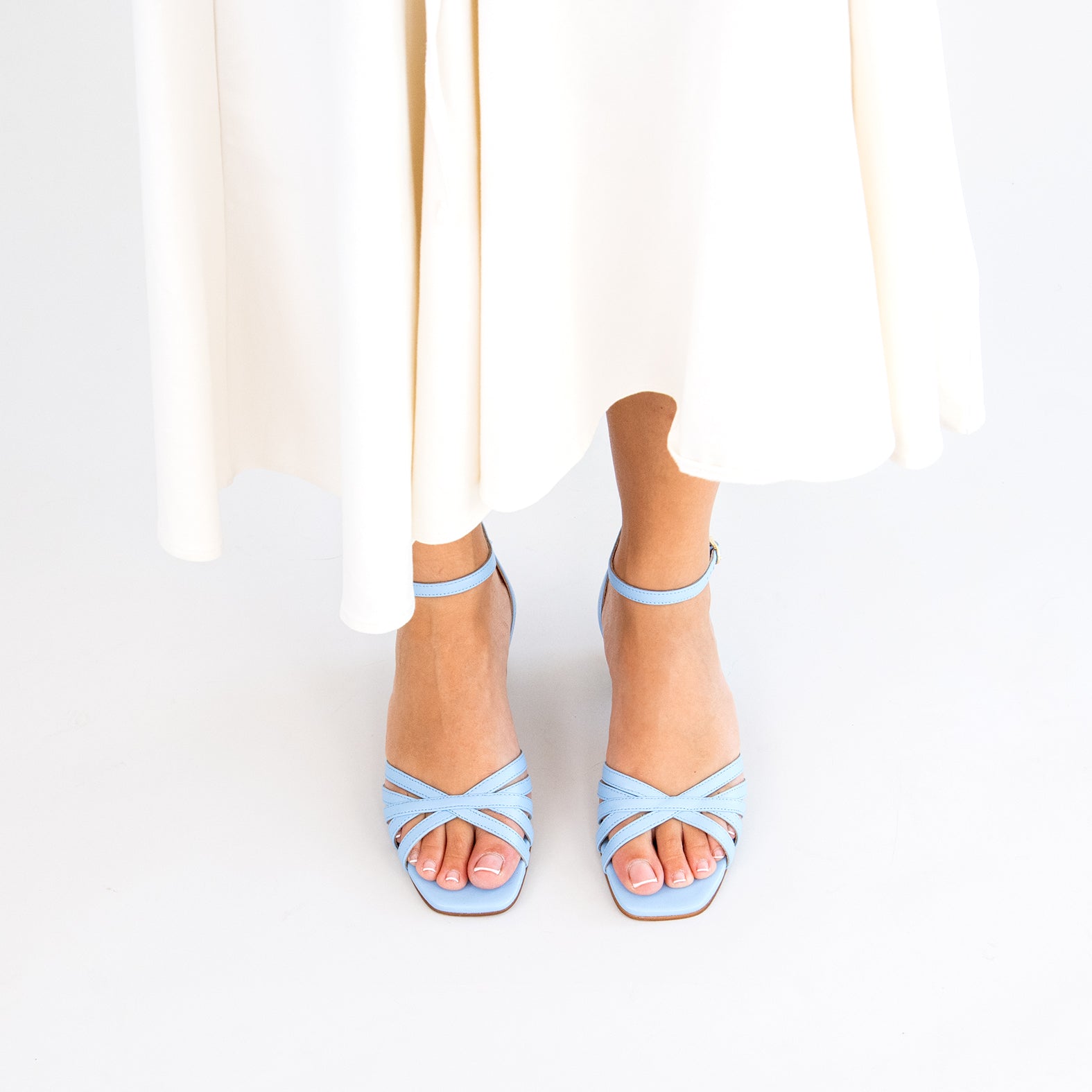 SIRA - BLUE Strappy sandals with low heel