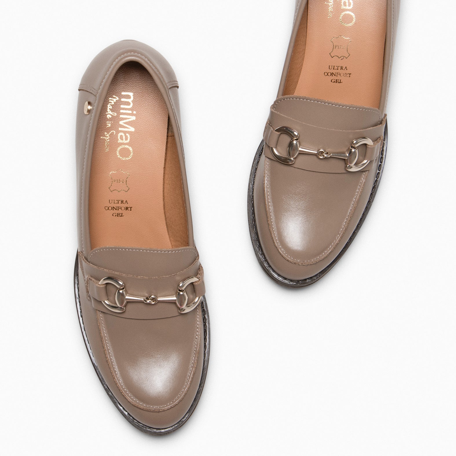 FABIOLA – TAUPE Nappa moccasins with high heel