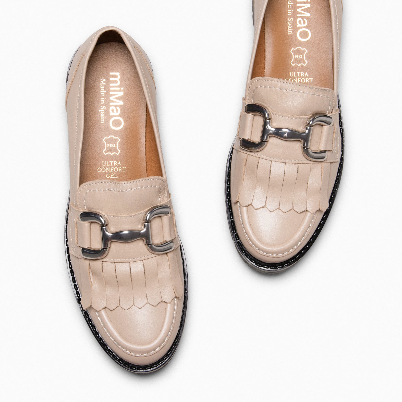 BOLTON - Mocassins à semelle crantée BEIGE