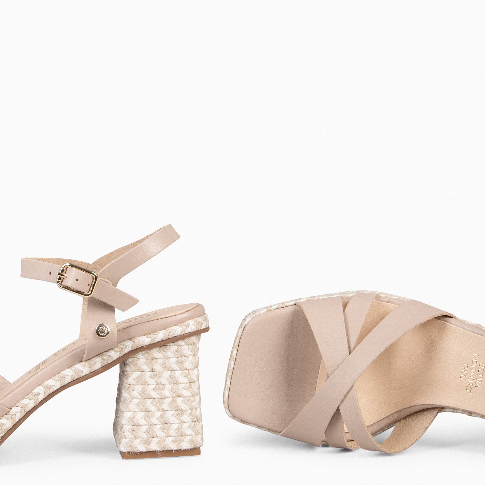 ANNA - NUDE Sandals with heel and platform