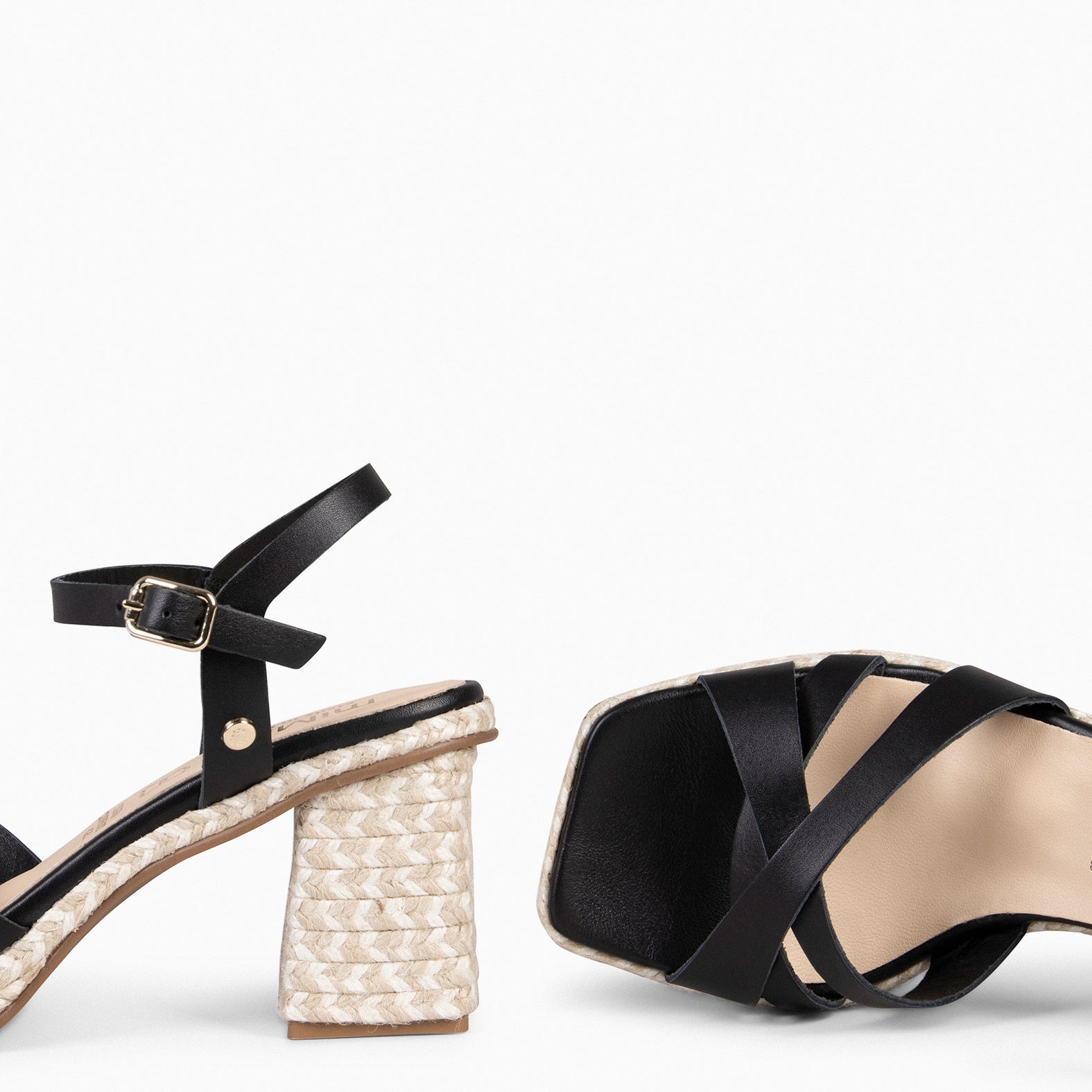 ANNA - BLACK Sandals with heel and platform