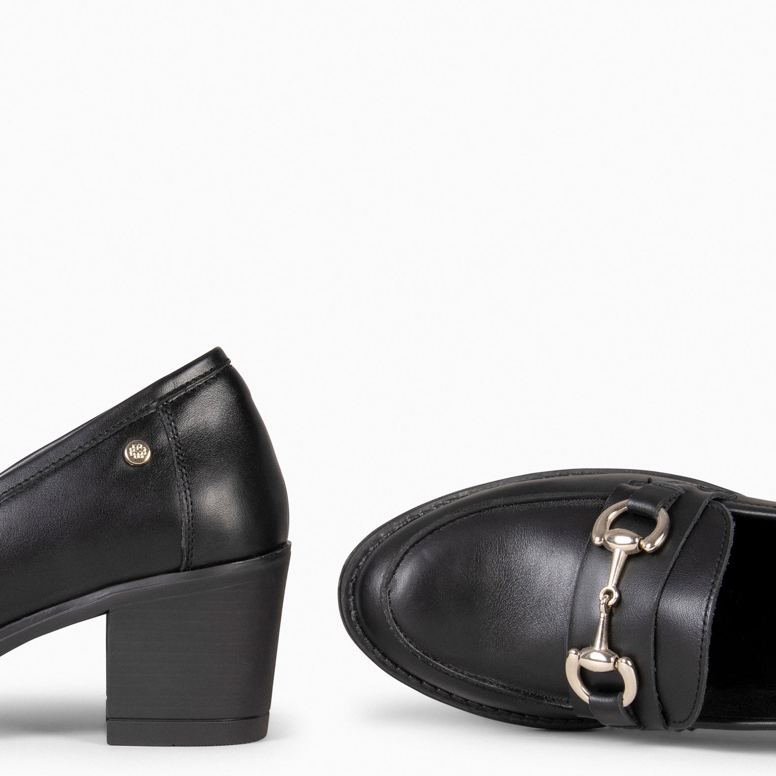 FABIOLA - Mocasines con tacón de napa NEGRO