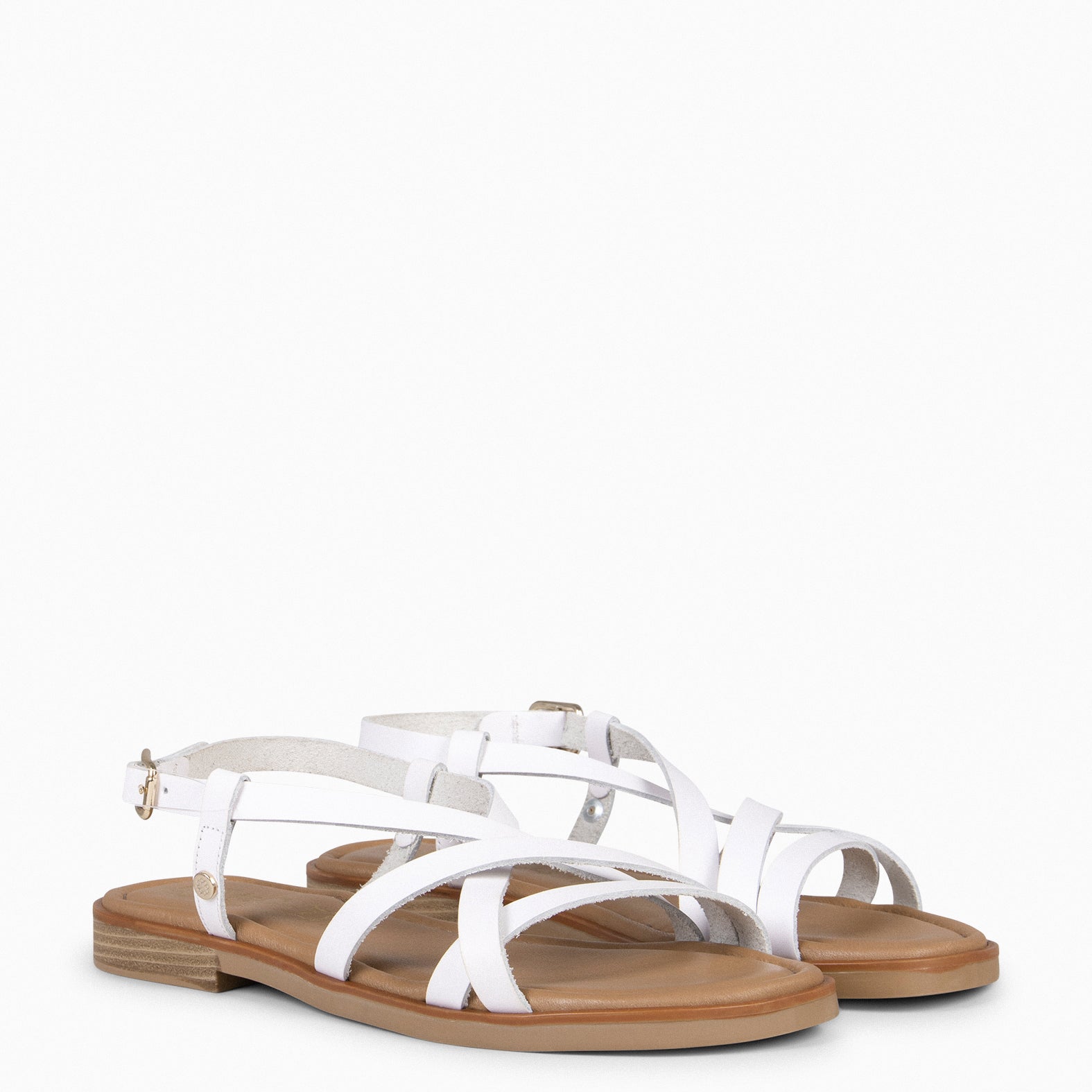 ELVA - WHITE Elegant Flat Sandals 