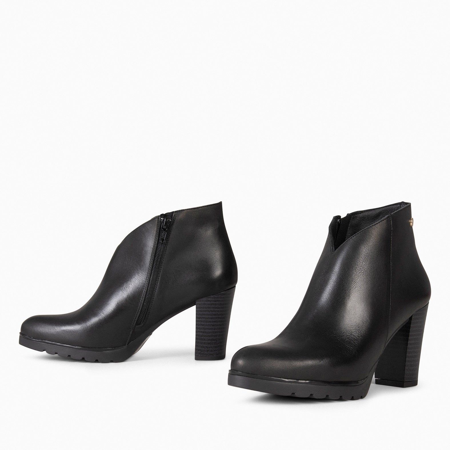 CLASSIC - Botines de tacón de piel NEGRO