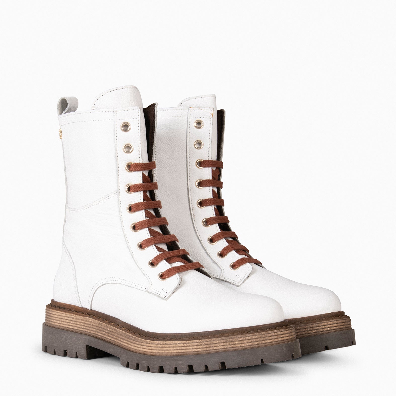 ROLLING – Bottines militaires à lacets BLANC