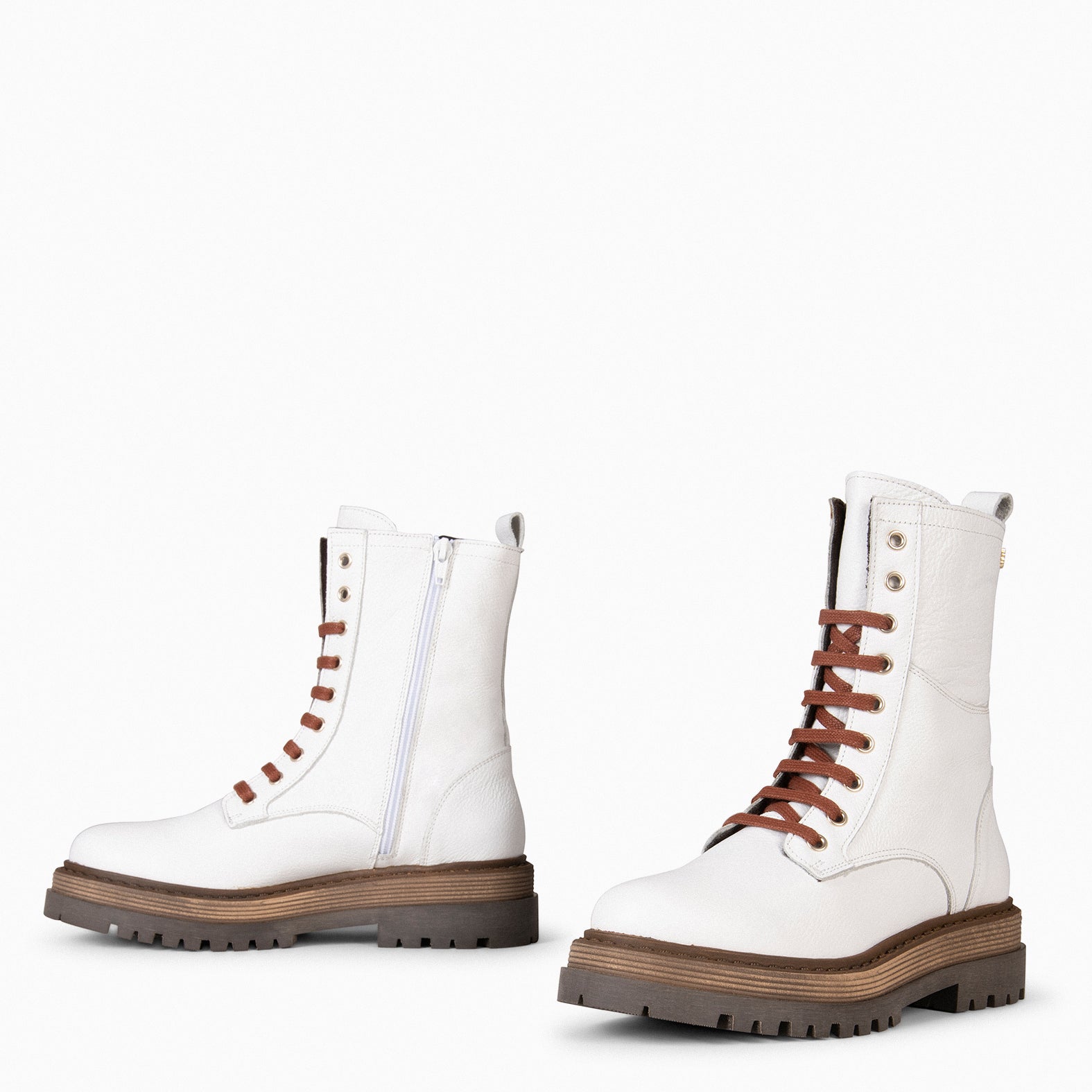 ROLLING – Bottines militaires à lacets BLANC