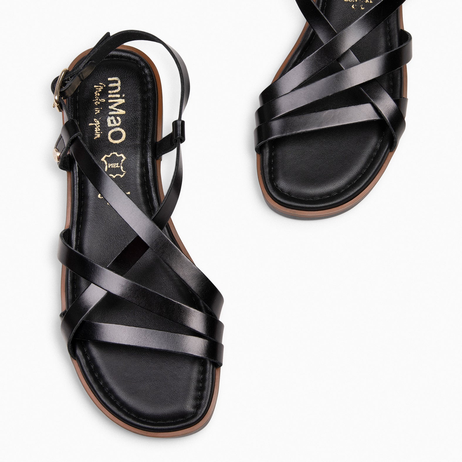 ELVA - BLACK Elegant Flat Sandals 