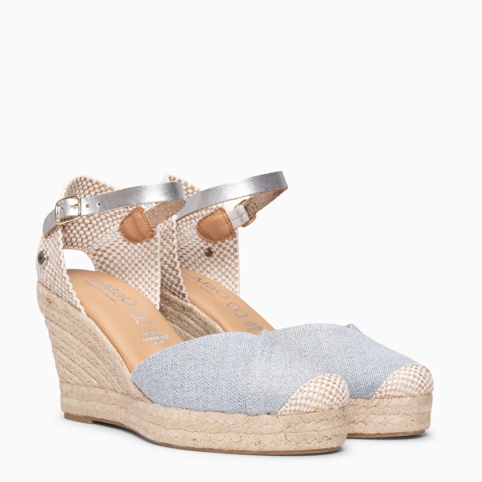 CONIL – BLUE Metallic linen espadrille 