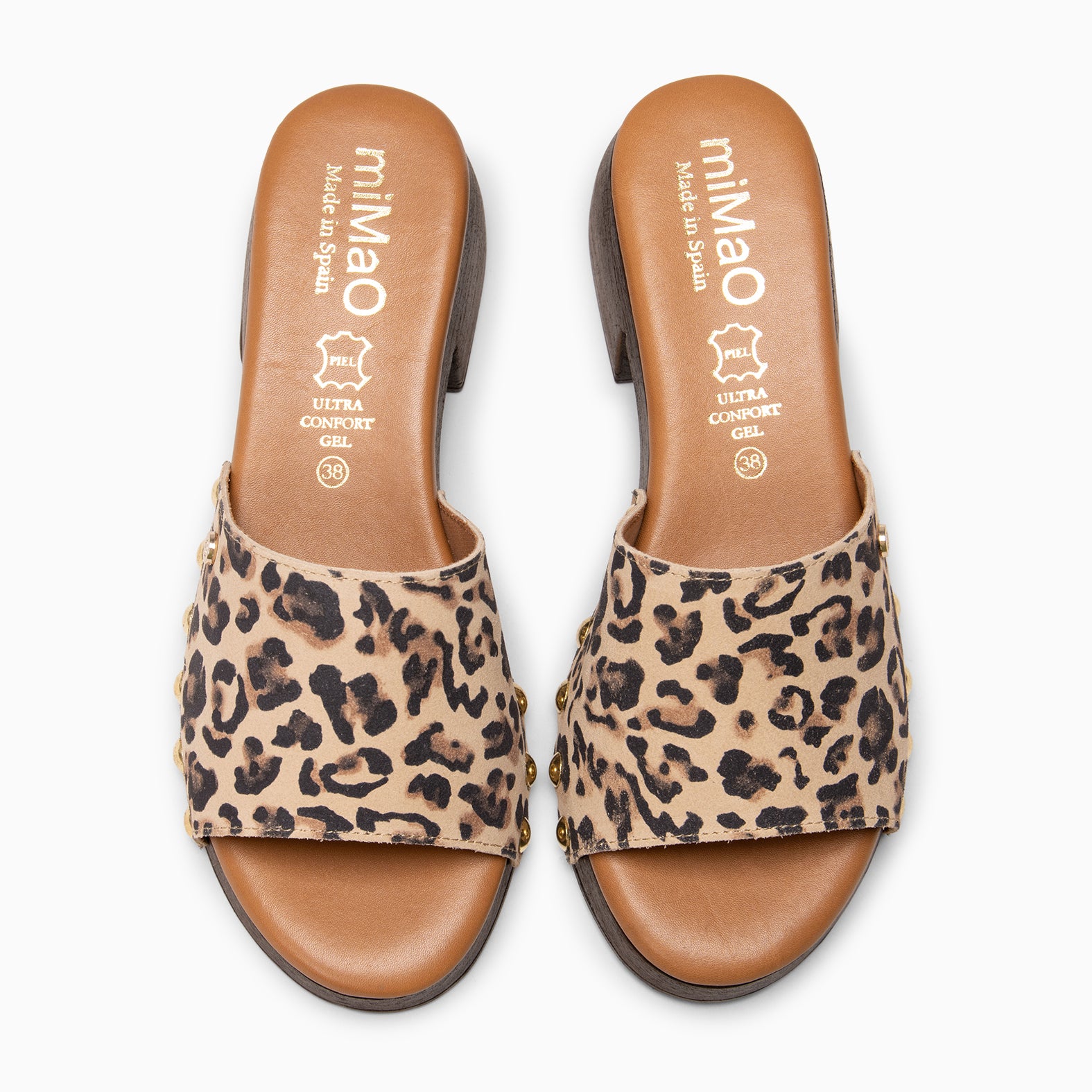 LEYA - Sabots ultra confort en cuir ANIMAL PRINT