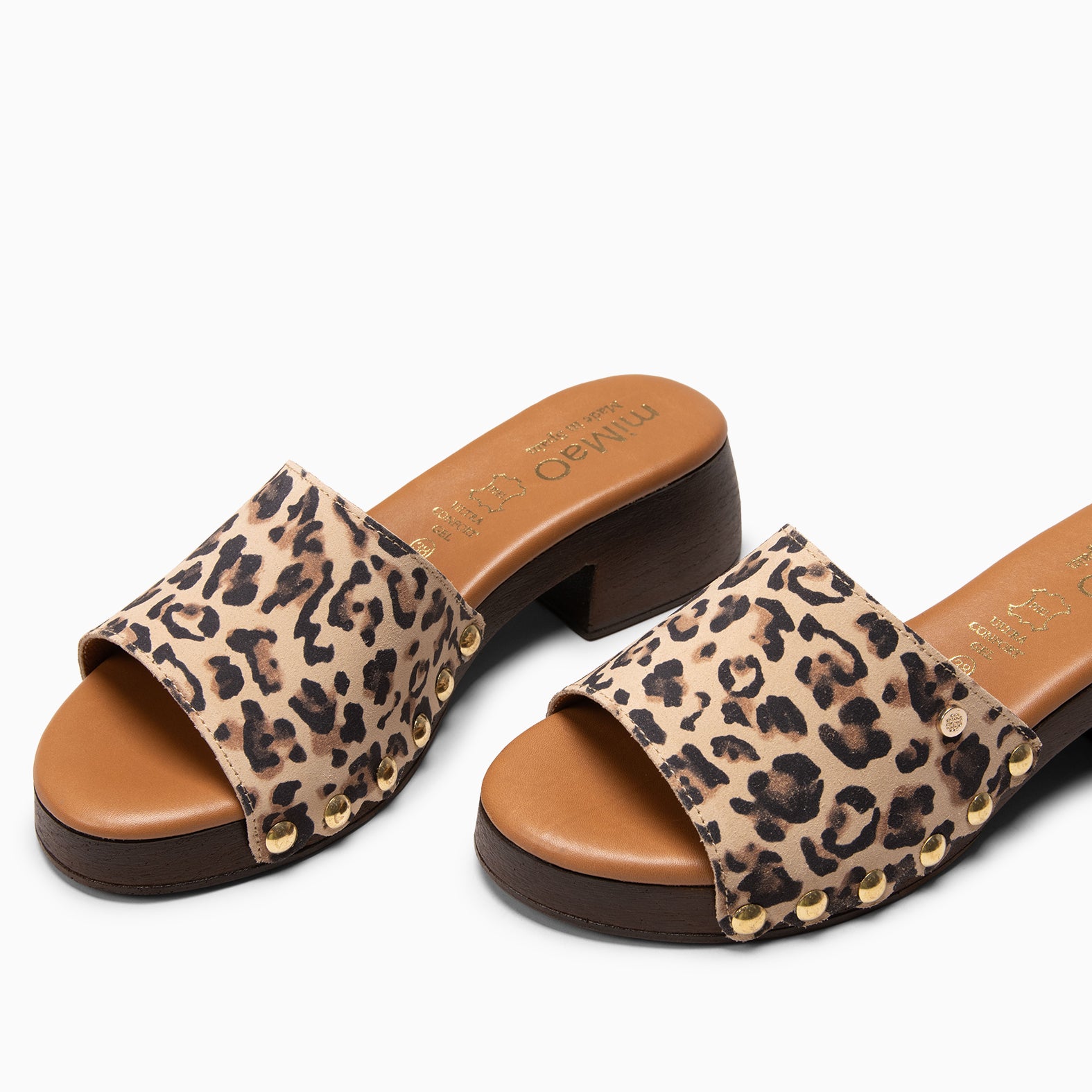 LEYA - Sabots ultra confort en cuir ANIMAL PRINT