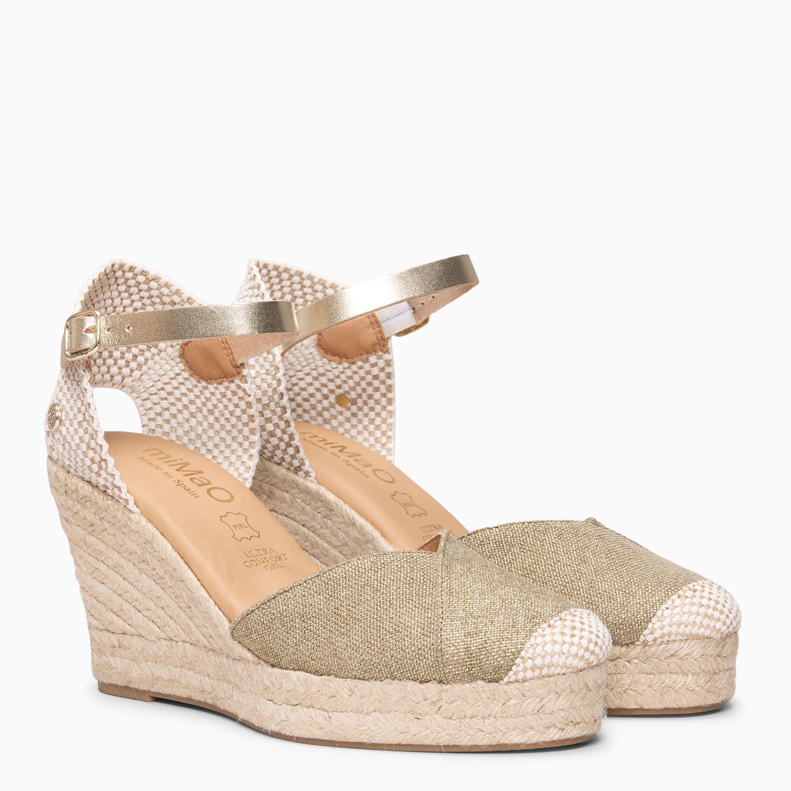 CONIL – TAUPE Metallic linen espadrille 