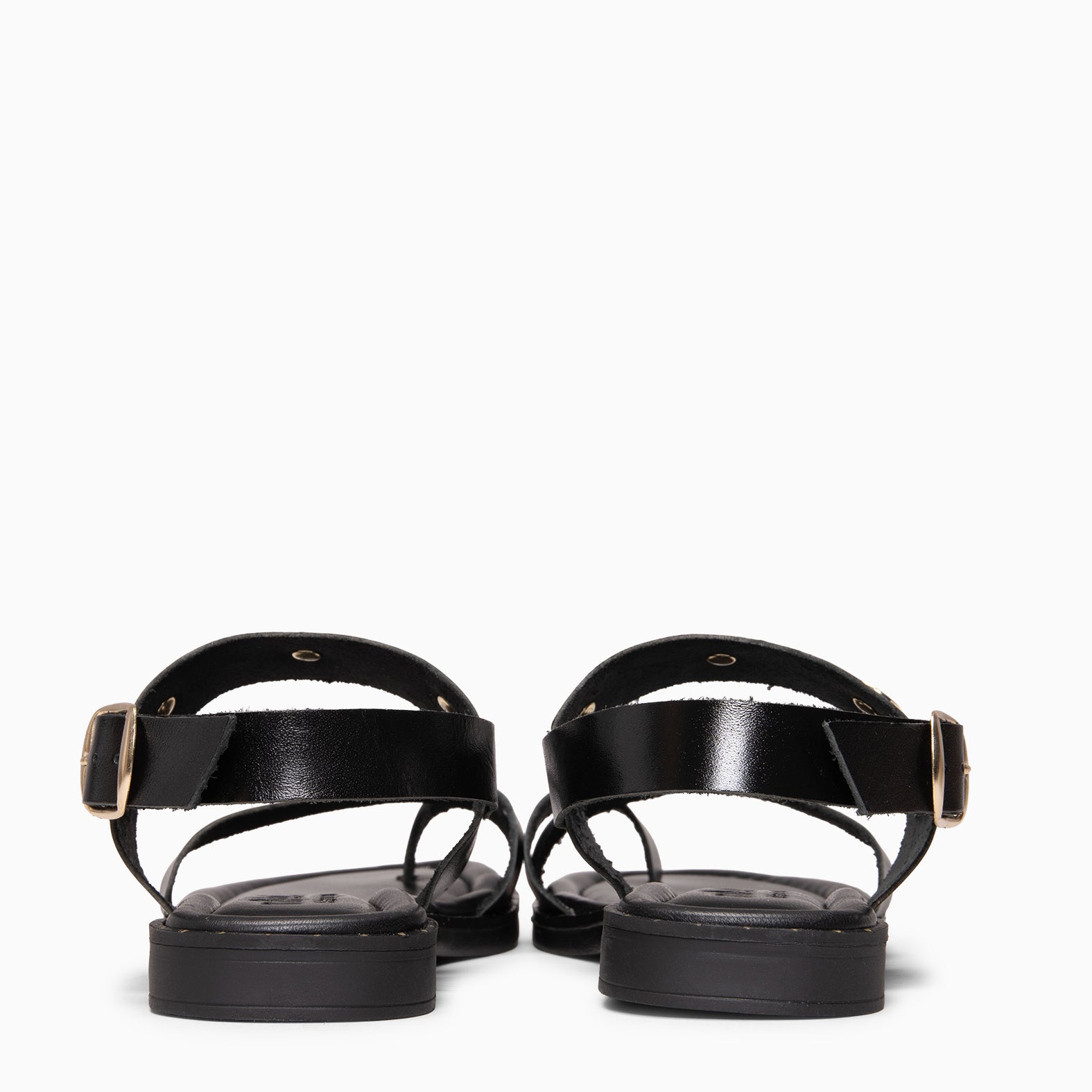 SERA - Sandales plates en cuir NOIR