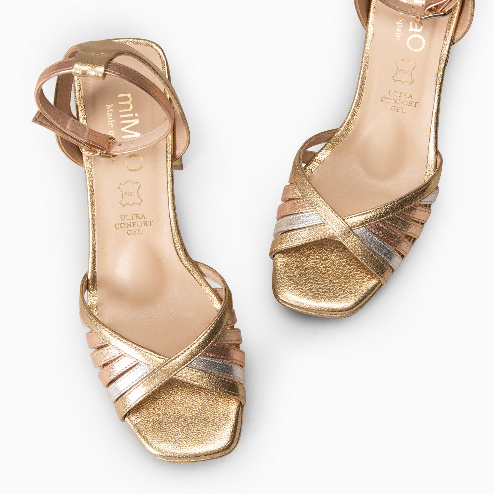 CRISTEL - SANDALIAS ELEGANTES DE TACÓN DE VESTIR MULTIMETAL - miMaO ®