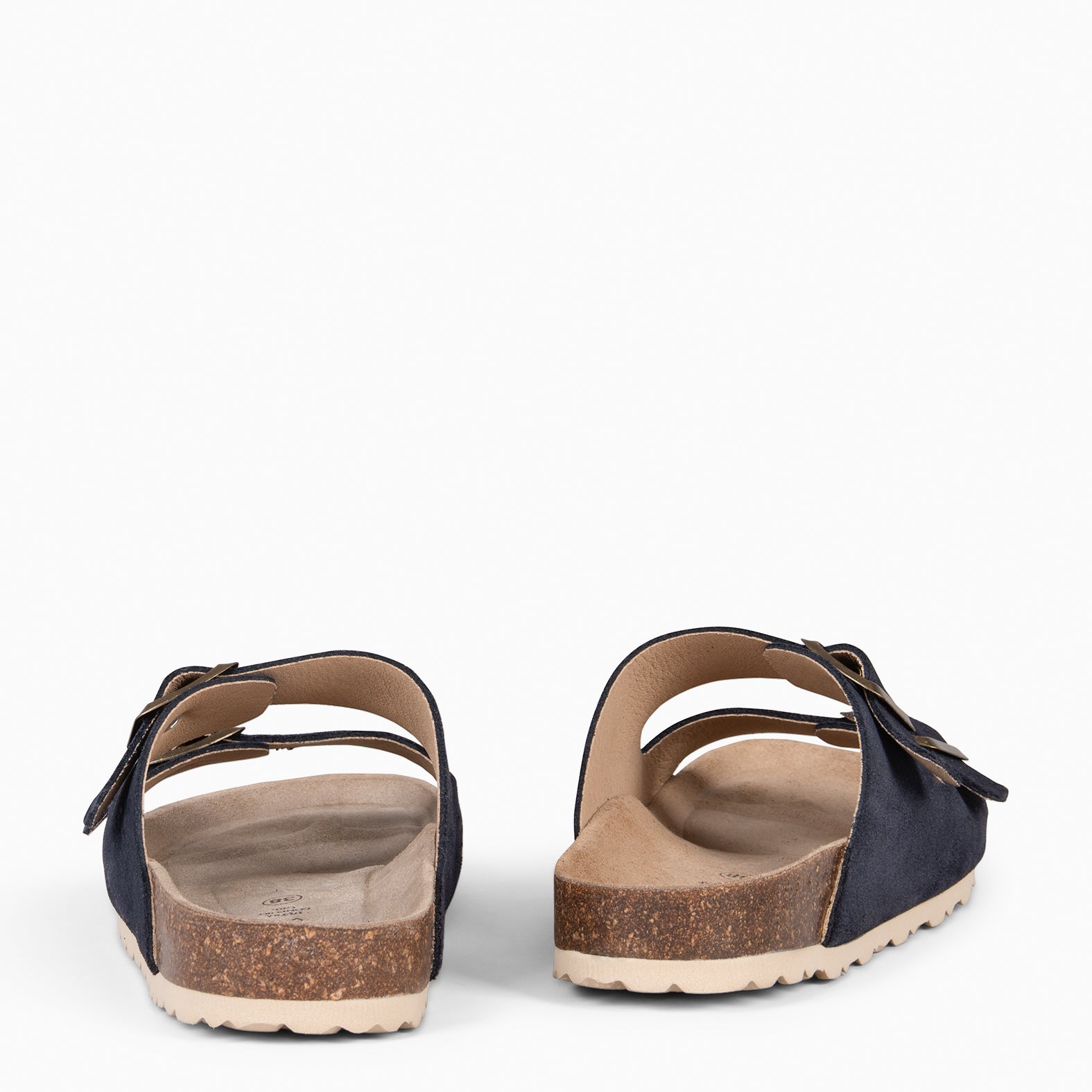 BORA - NAVY Flat sandal with double buckle