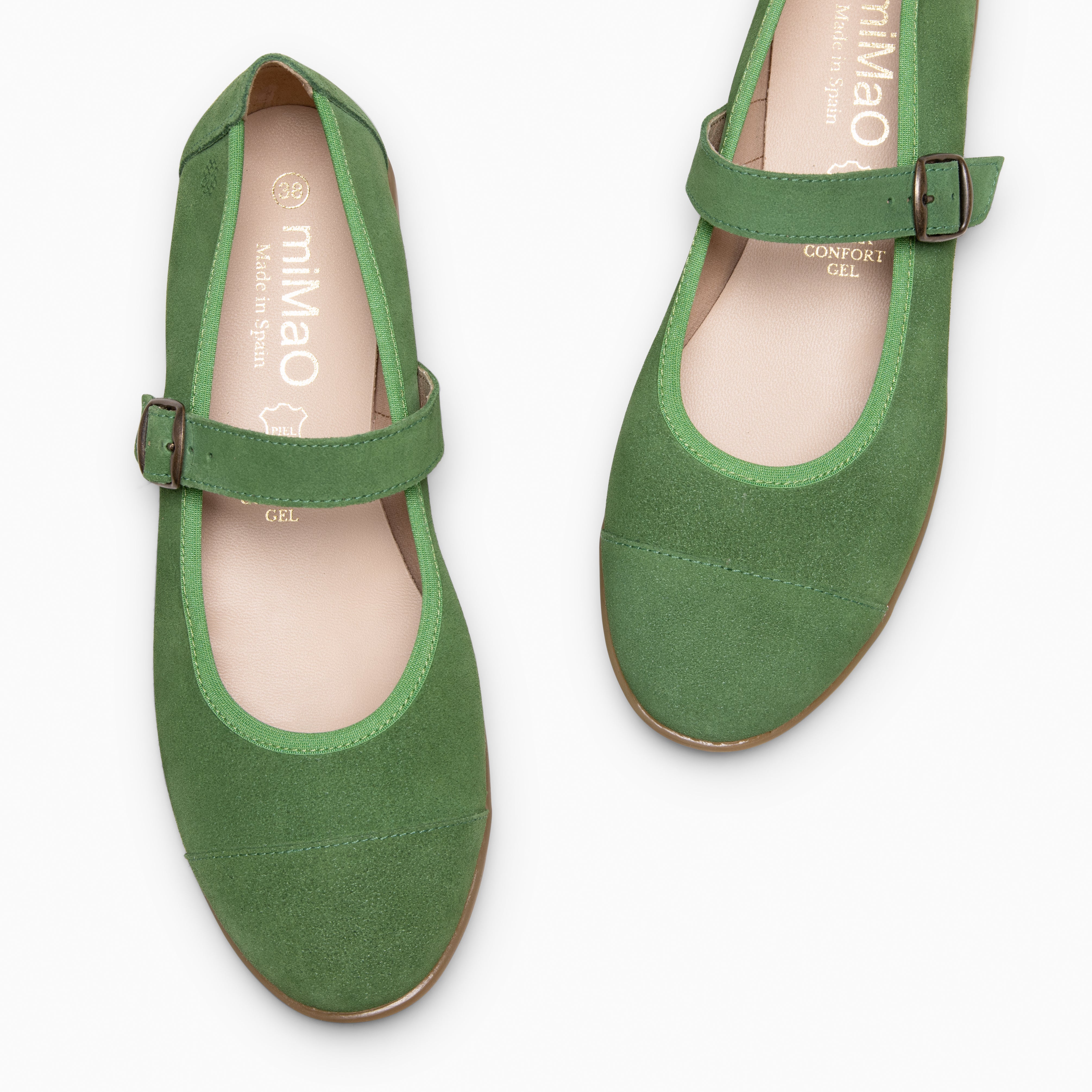 MICAELA - Chaussures à boucle en daim VERT