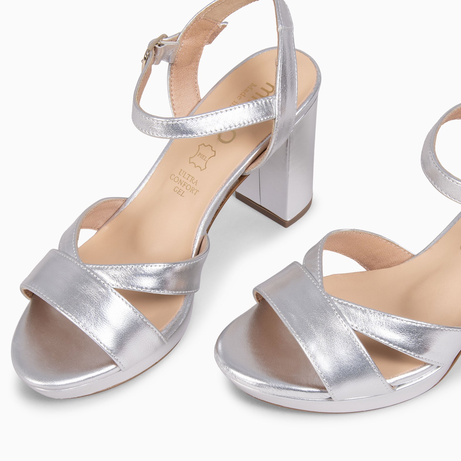 PARIS - Sandalias de fiesta con tacón alto y plataforma PLATEADO - miMaO ®