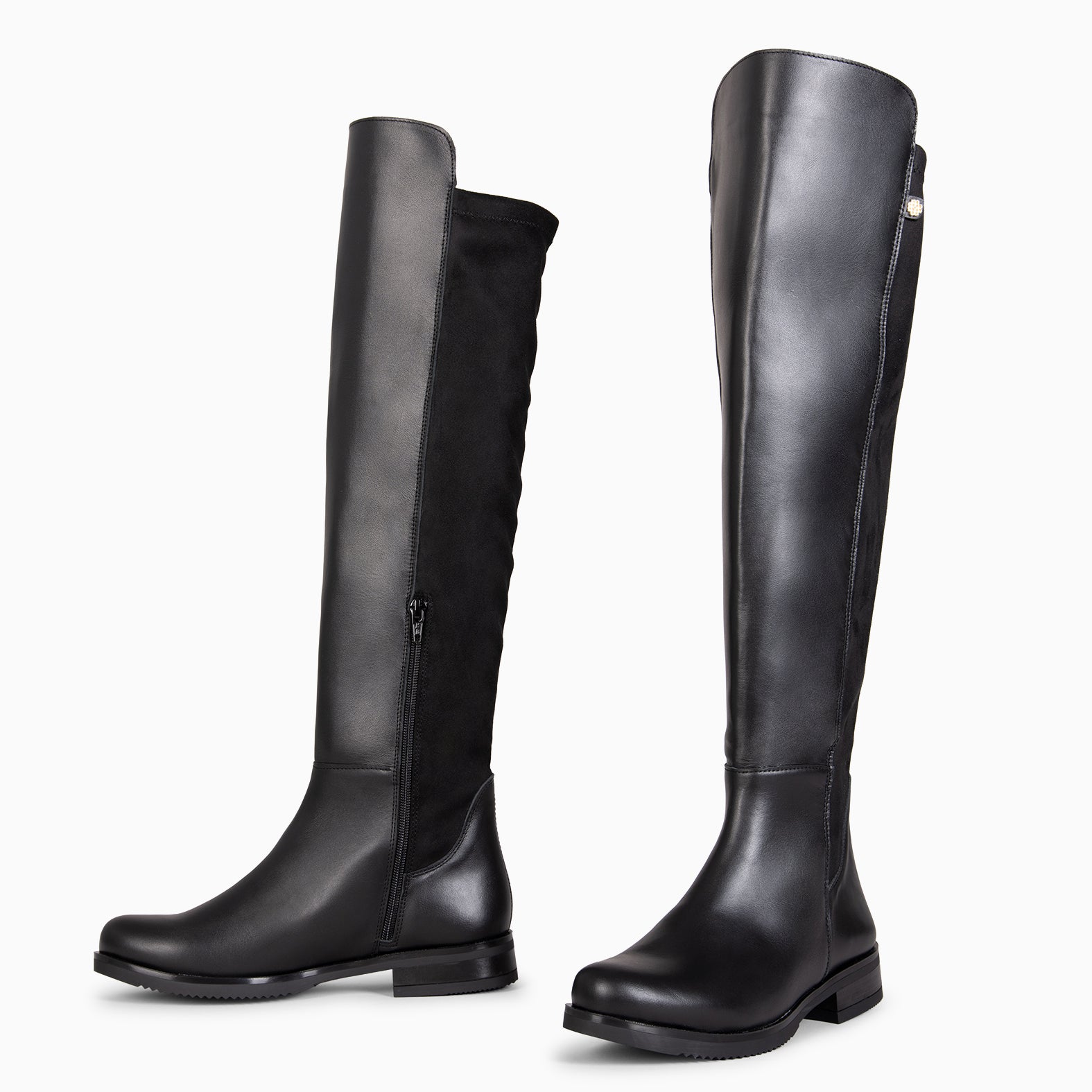 LIA - Bota alta de couro PRETO