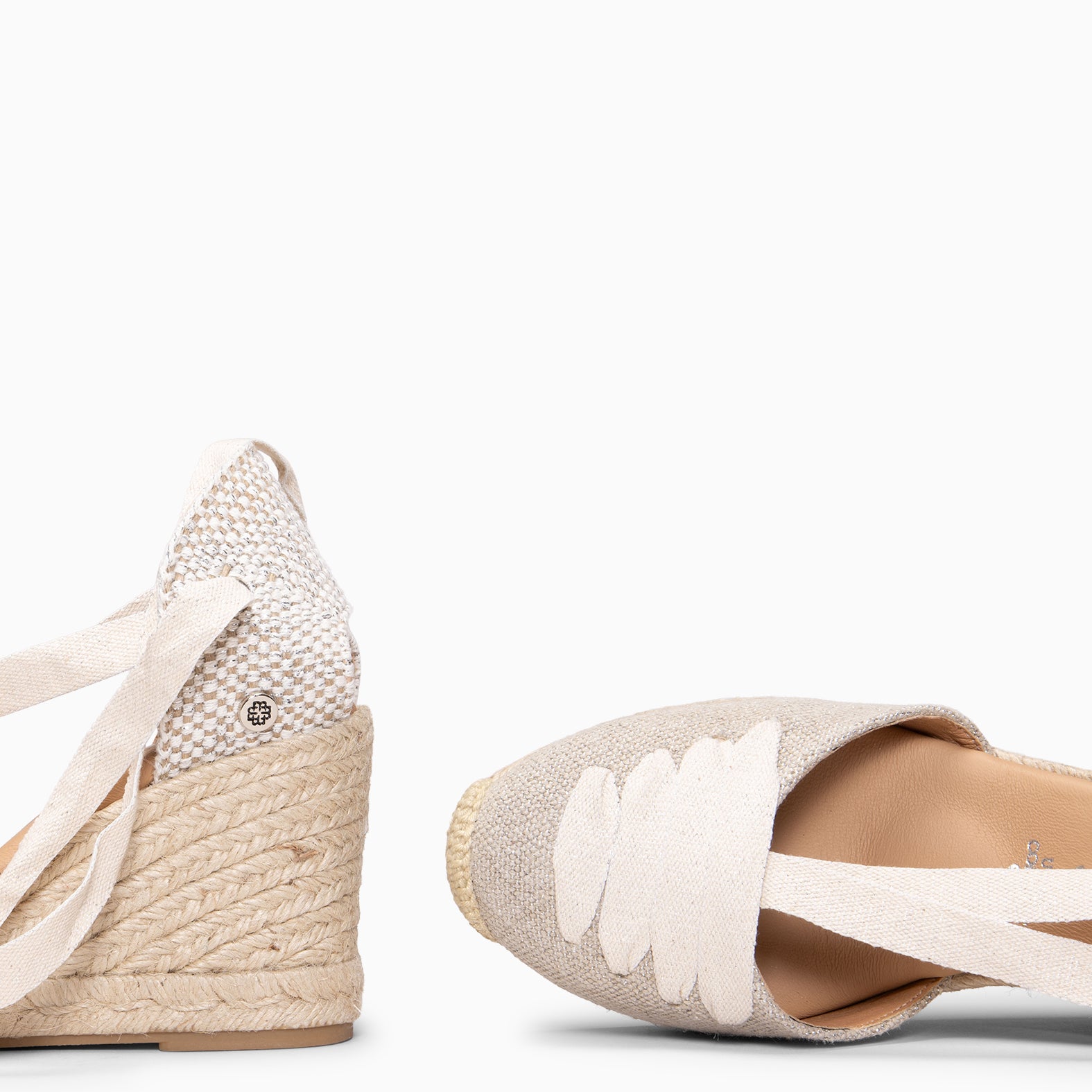 AYORA - SILVER Espadrille with ribbons