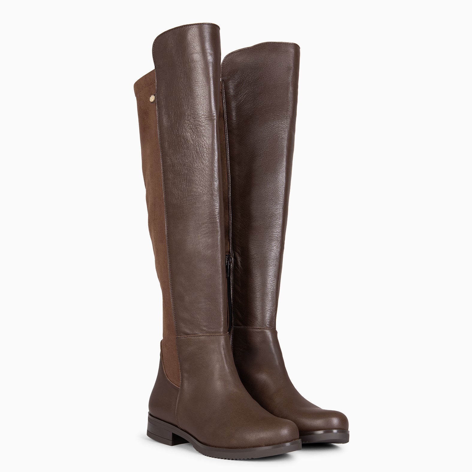 LIA - Bota alta de piel MARRON