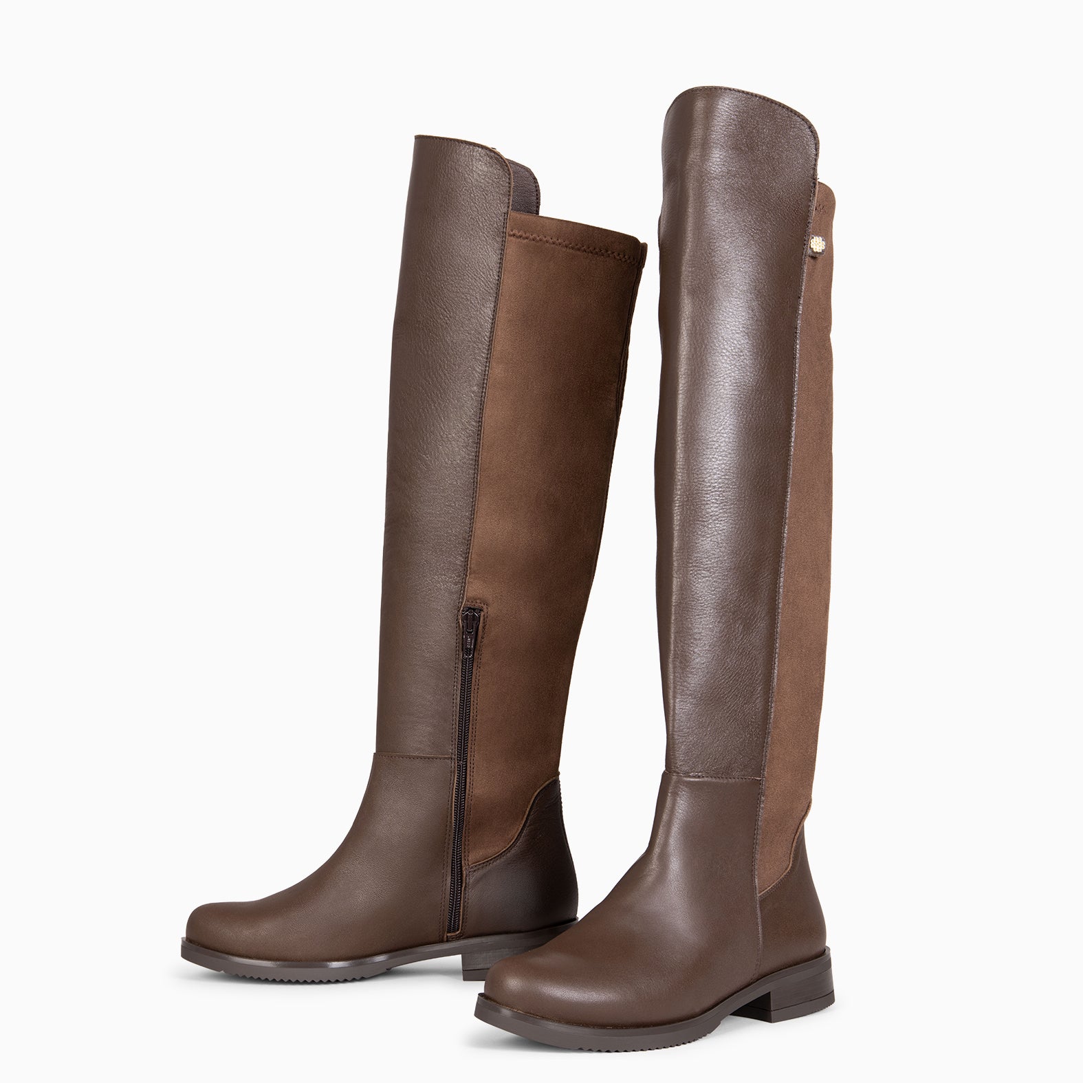 LIA - Bota alta de piel MARRON