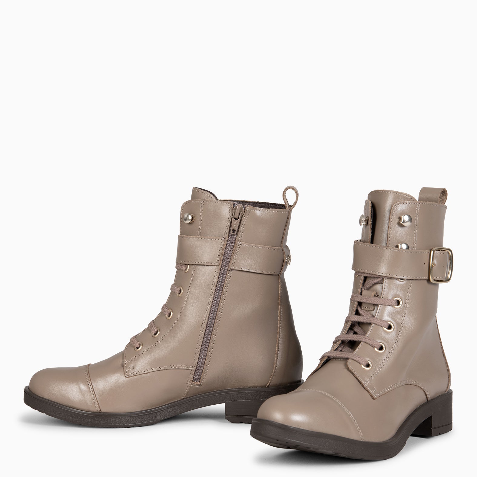 BELFAST - Bottines à lacets en cuir TAUPE