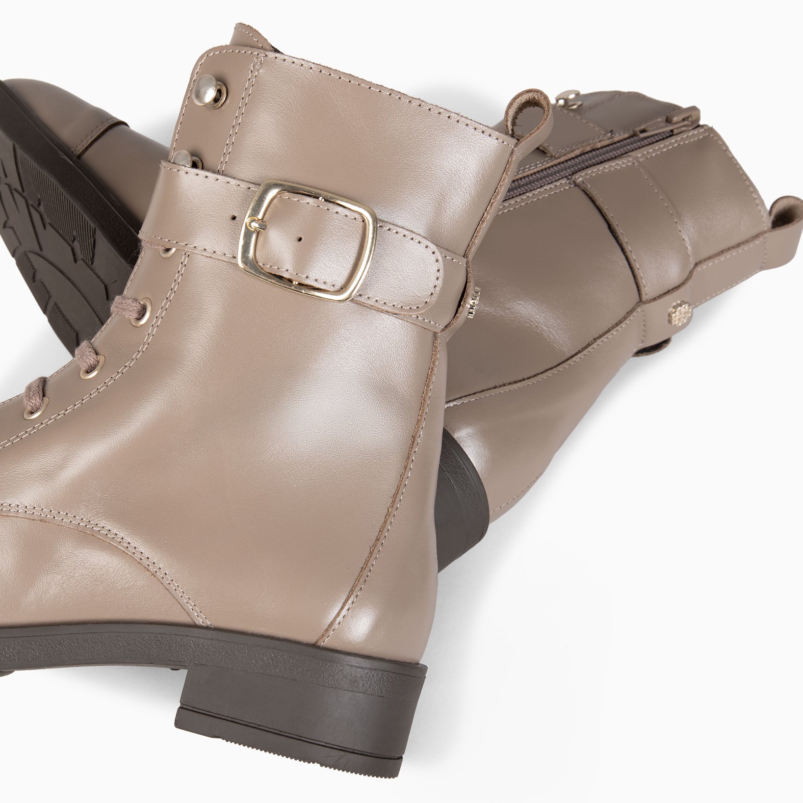 BELFAST - Bottines à lacets en cuir TAUPE