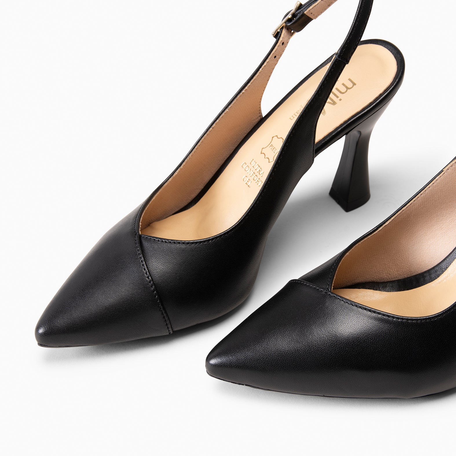 GLAM SLINGBACKS – Escarpins à talon slingbacks en cuir NOIR