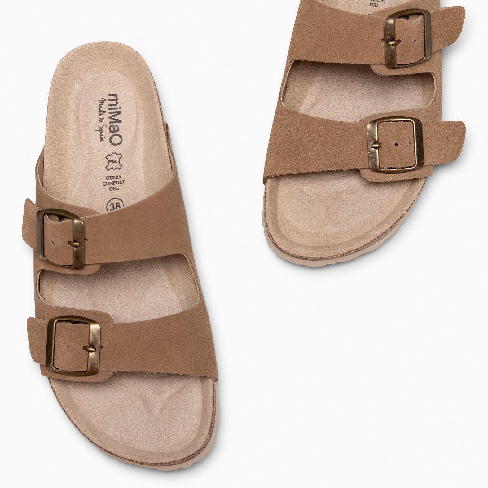 BORA - TAUPE Flat sandal with double buckle