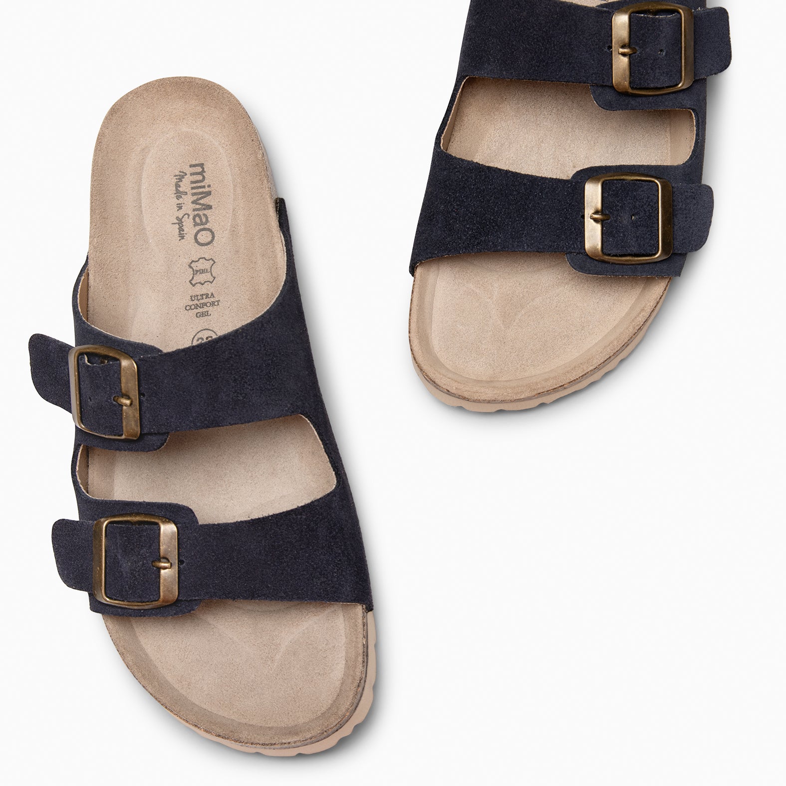 BORA - NAVY Flat sandal with double buckle