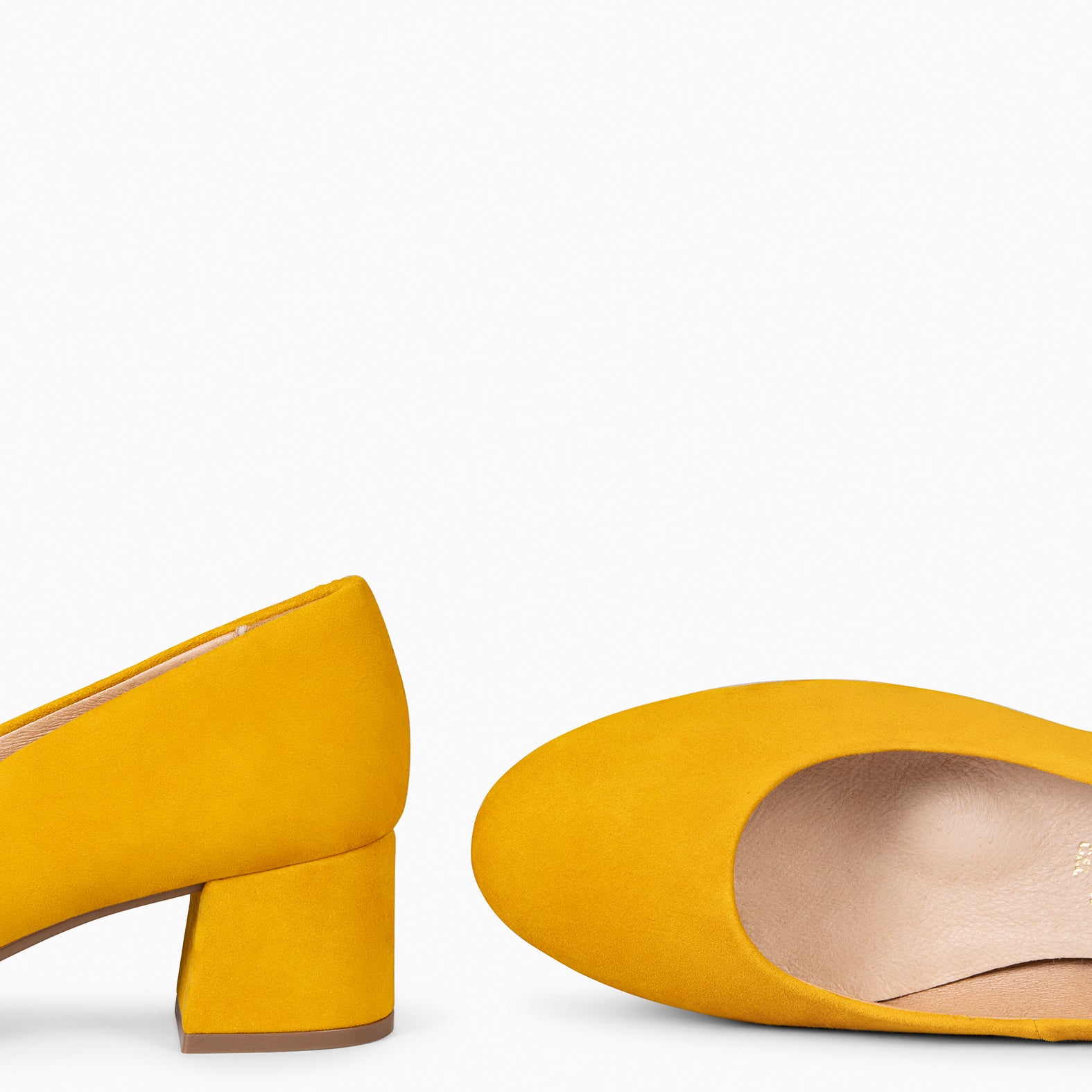 URBAN ROUND - YELLOW SUEDE LEATHER LOW HEELS | miMaO ®
