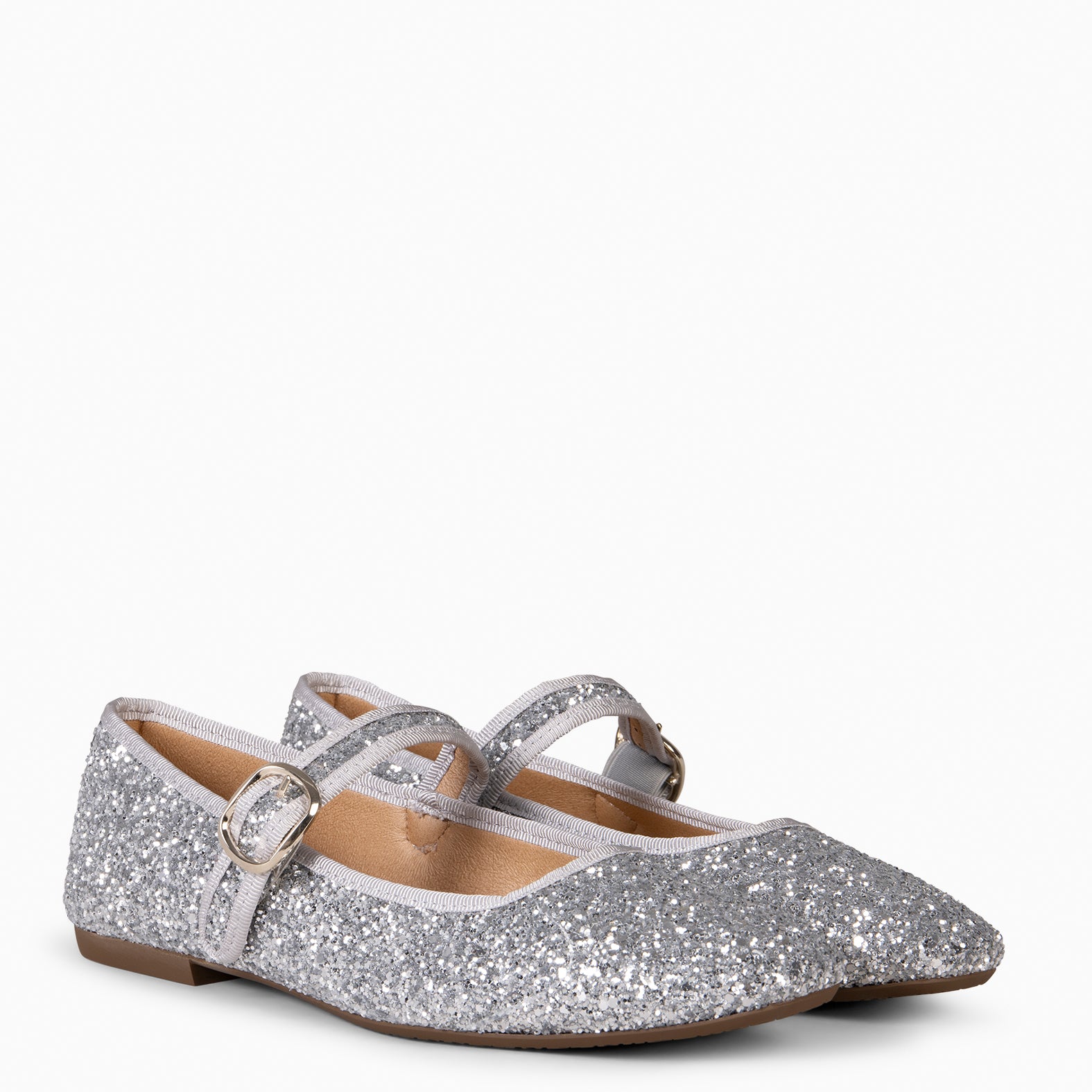 CLARA - SILVER SQUARE TOE MARY-JANES