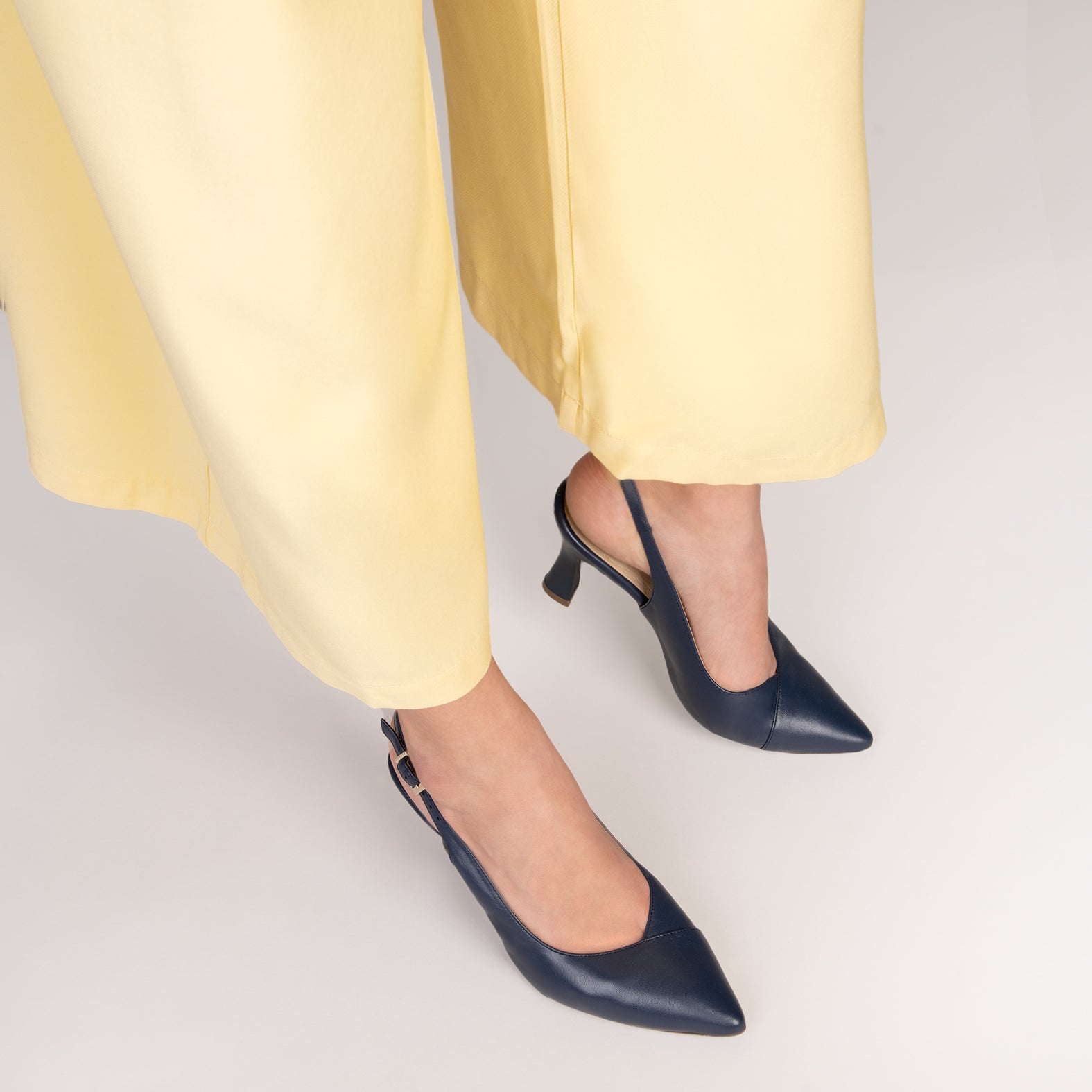 GLAM SLINGBACKS – Chaussures à talon en cuir BLEU MARINE