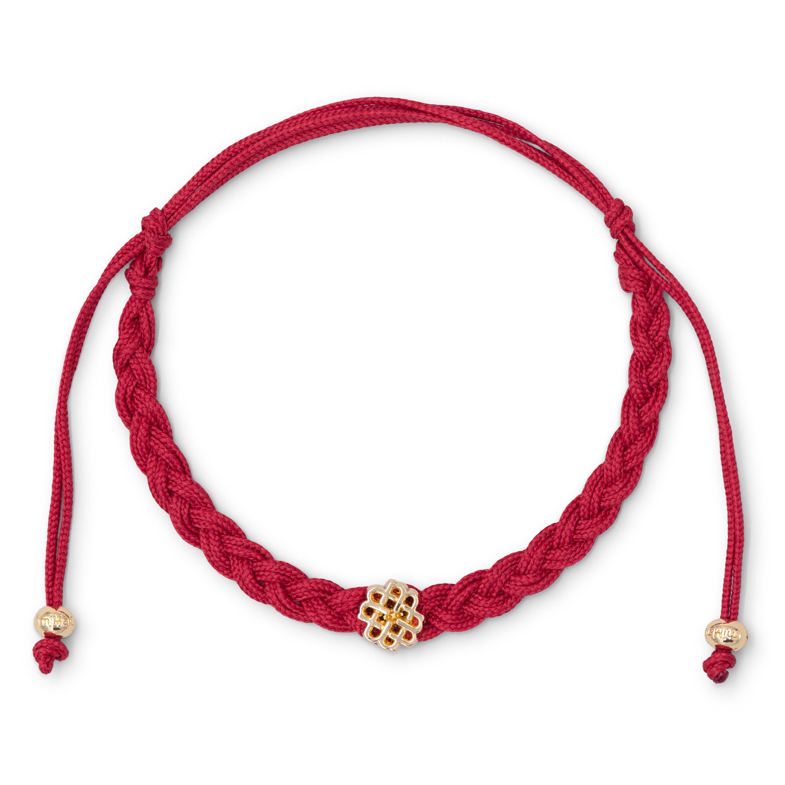 BRACELET ROUGE CERISE ET OR, SYMBOLE DE BONHEUR