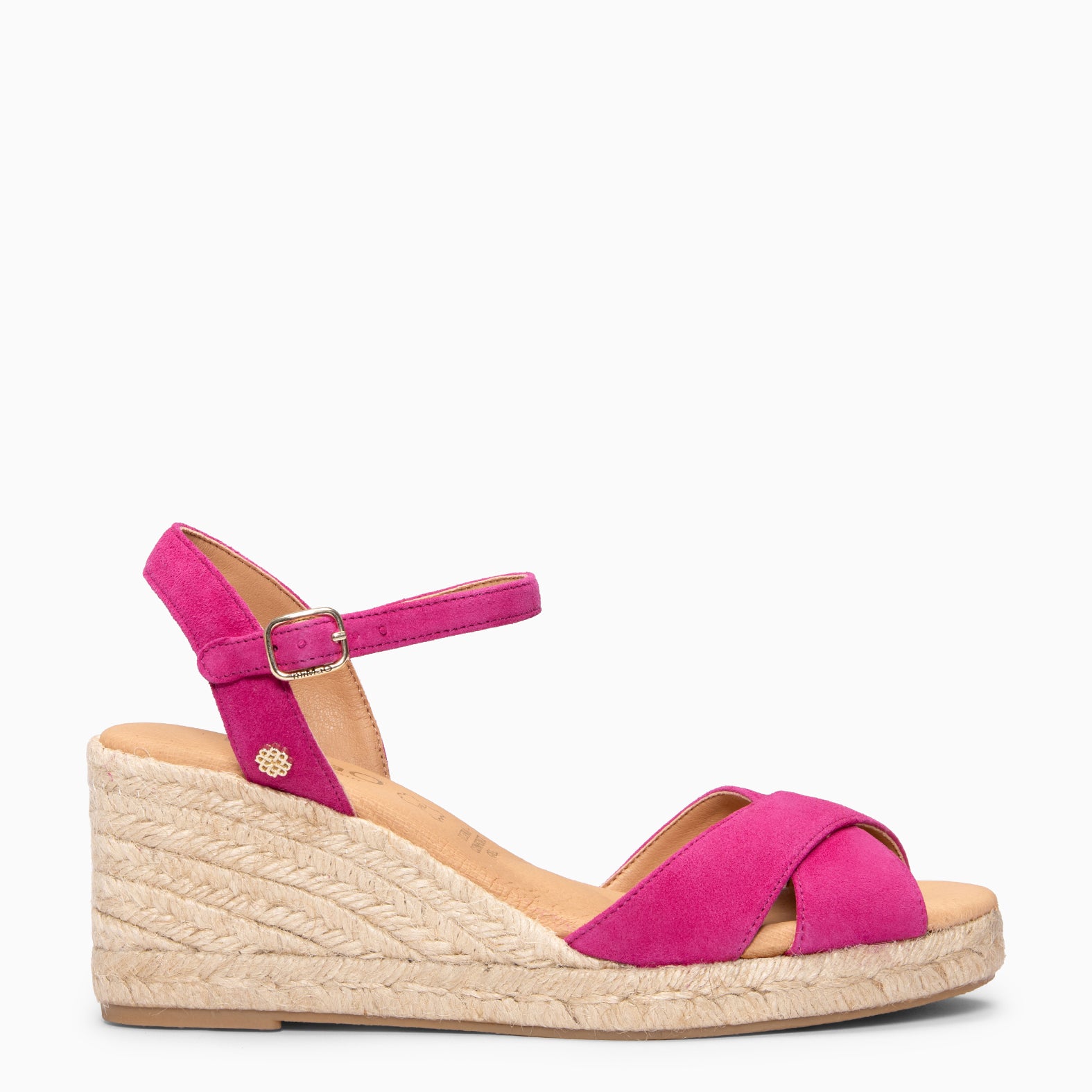 CALPE - Espadrilles à talon en daim FUCHSIA