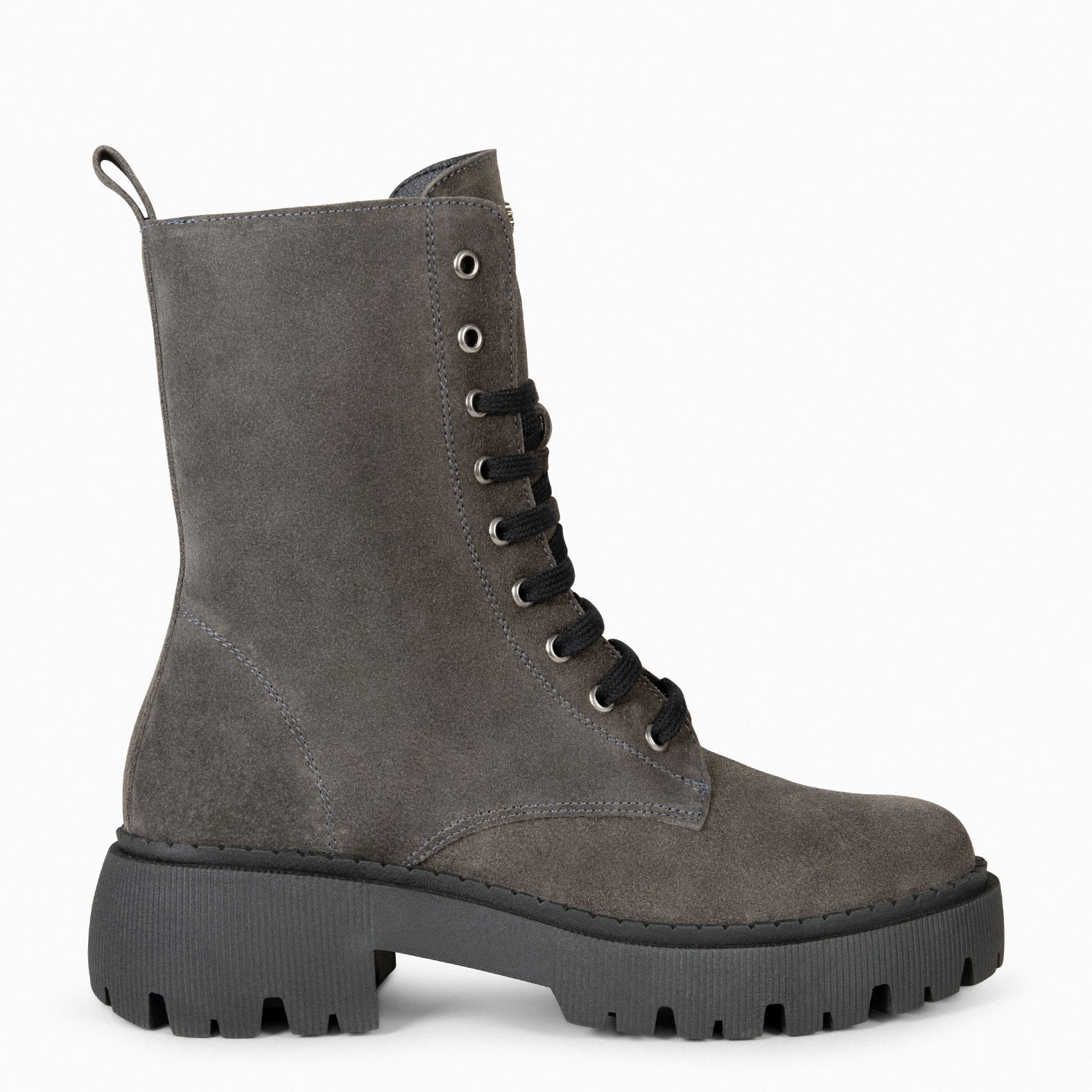 HALEN – GREY Military boots with track platform