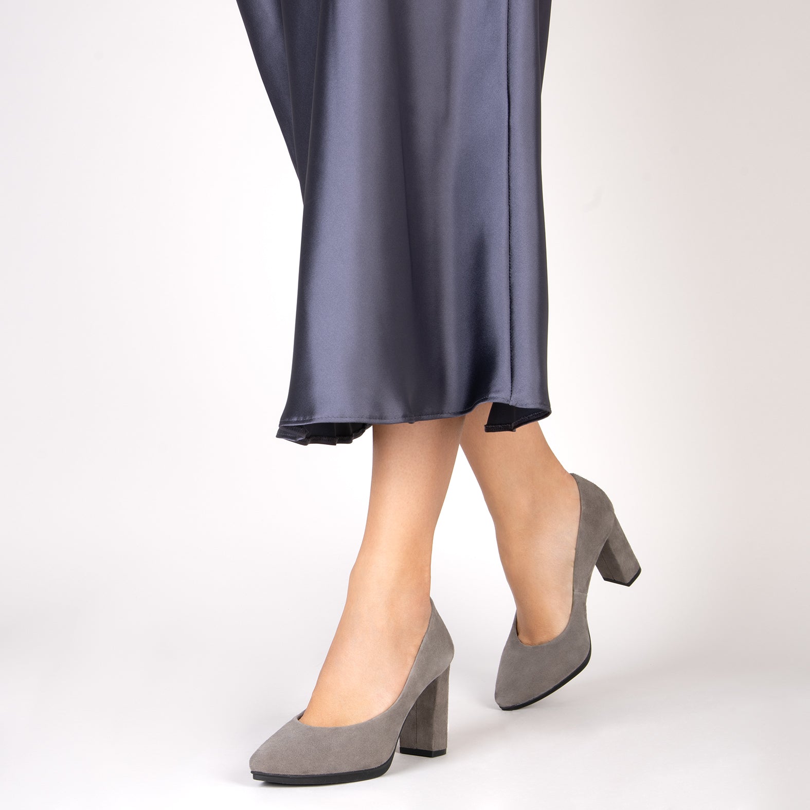 URBAN – GREY suede high-heeled shoes