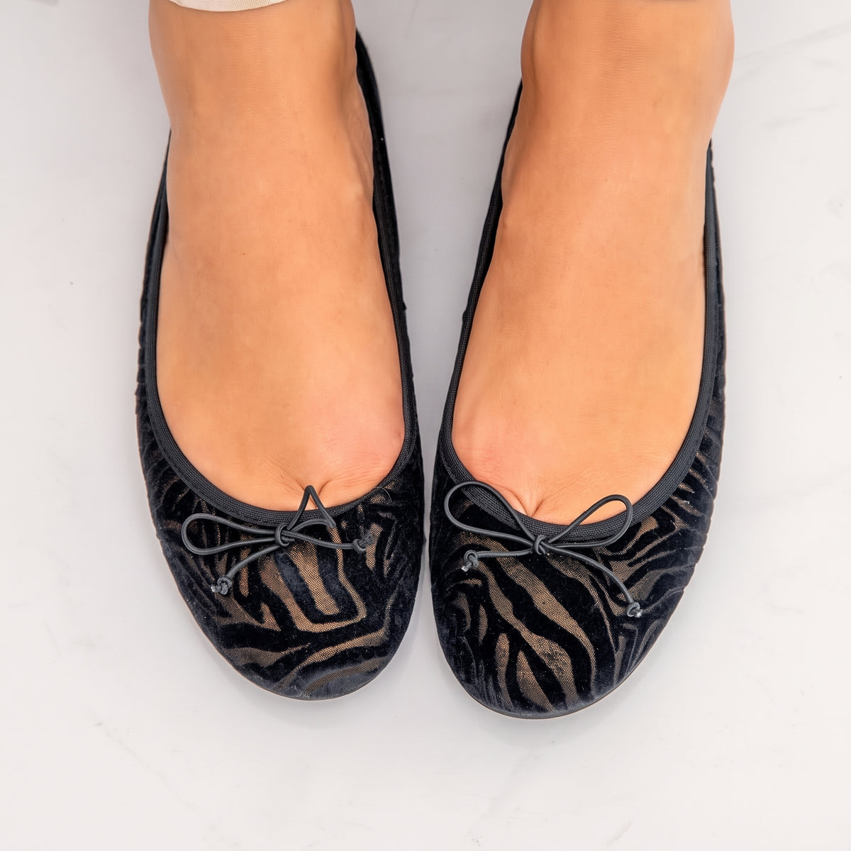 CAMPANILLA - Zwart Baresoft ballerina's met zebraprint