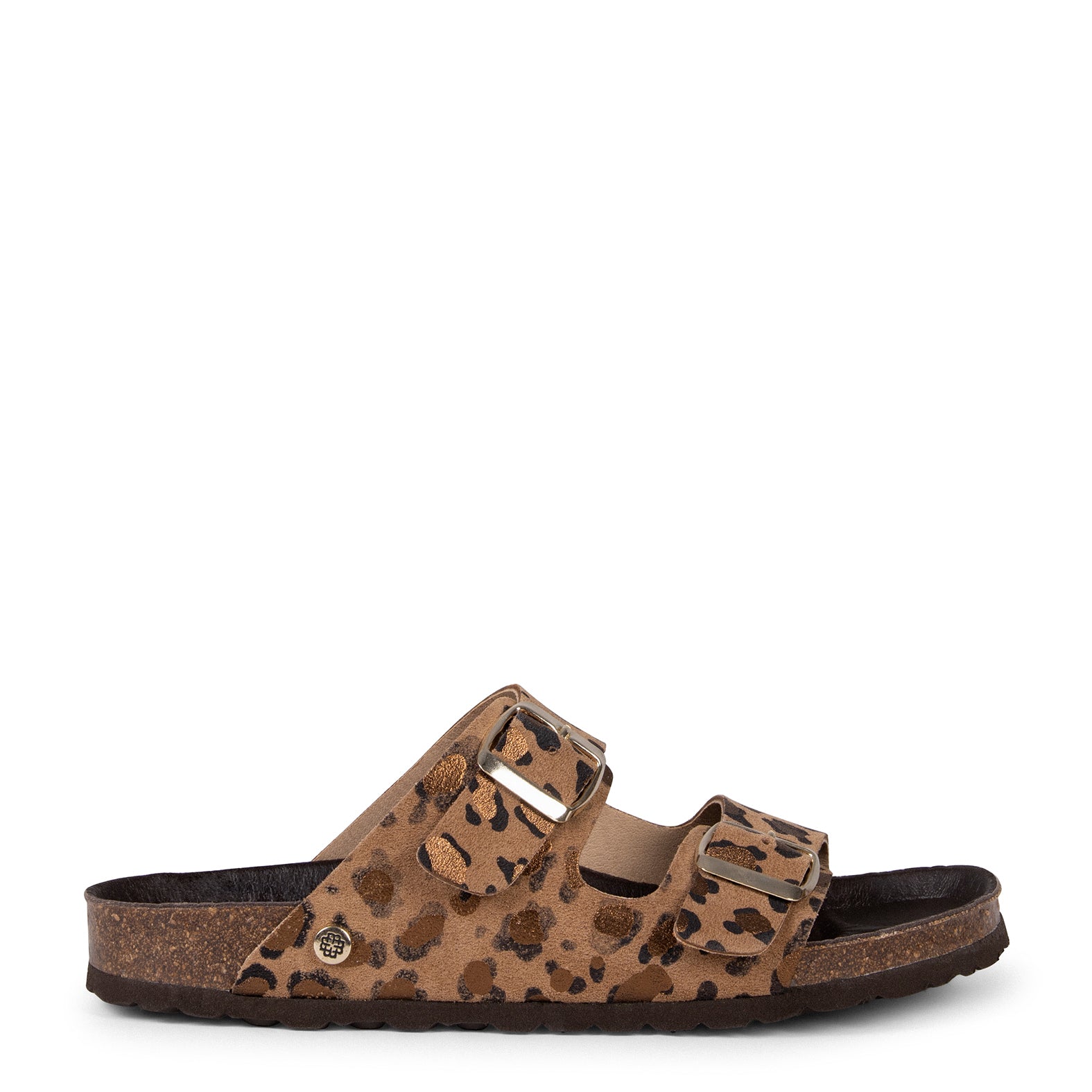 BALI – Sandales claquettes en liège et cuir LEOPARD